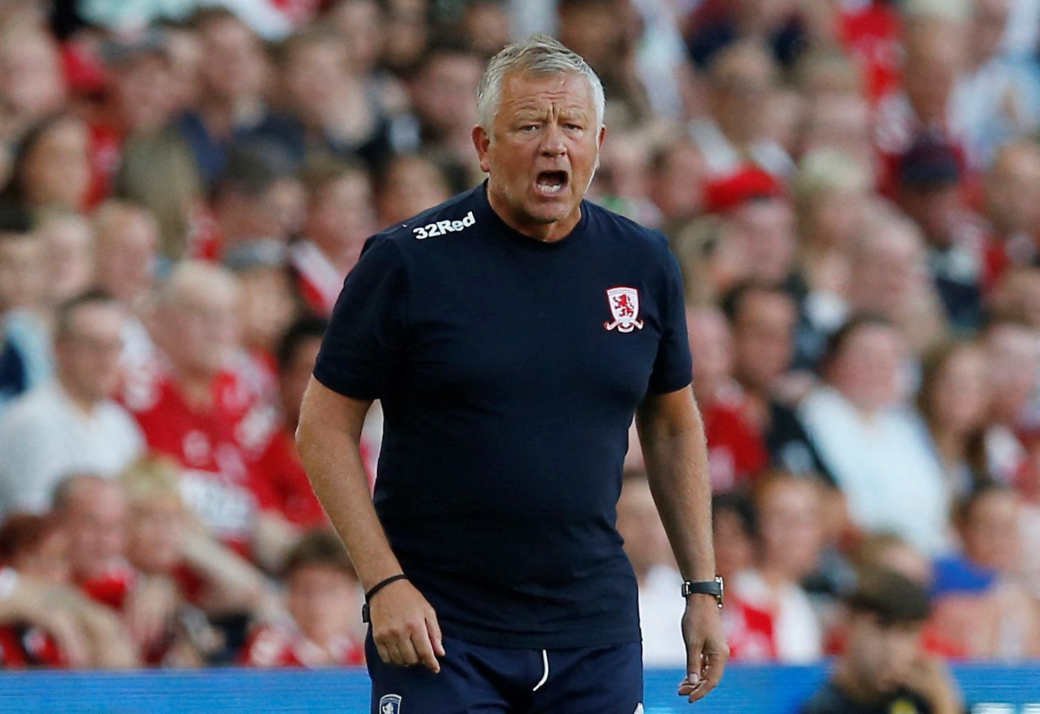 Soccer Football - Carabao Cup - Middlesbrough v Barnsley - Riverside Stadium, Middlesbrough, Britain - August 10, 2022  Middlesbrough manager Chris Wilder reacts  Action Images/Craig Brough    EDITORIAL USE ONLY. No use with unauthorized audio, video, data, fixture lists, club/league logos or 