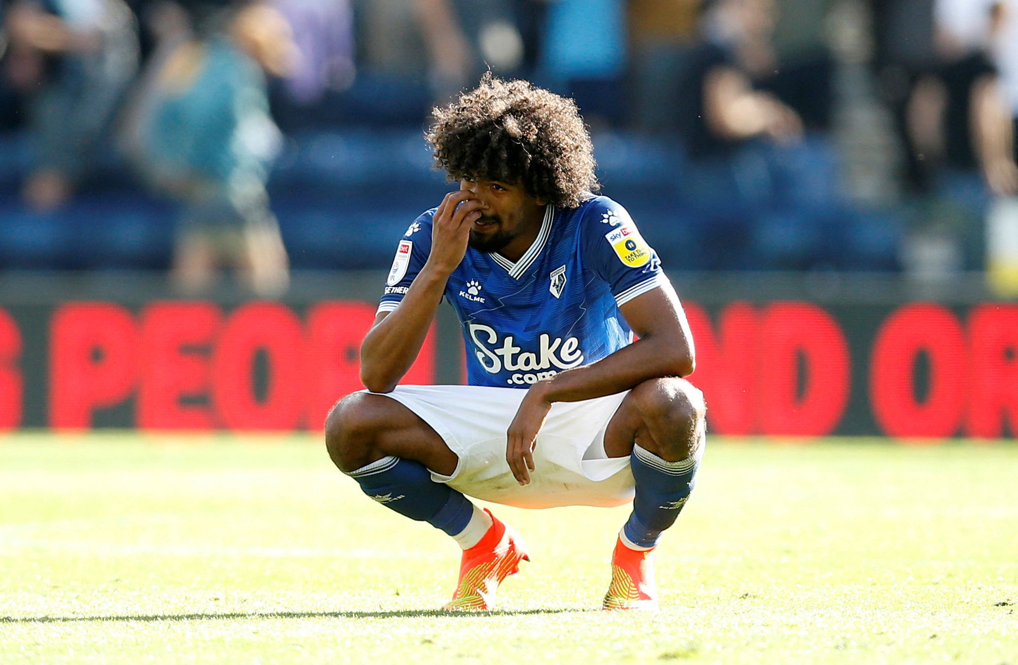 Soccer Football - Championship - Preston North End v Watford - Deepdale, Preston, Britain - August 20, 2022 Watford's Hamza Choudhury reacts after the match Action Images/Ed Sykes  EDITORIAL USE ONLY. No use with unauthorized audio, video, data, fixture lists, club/league logos or 