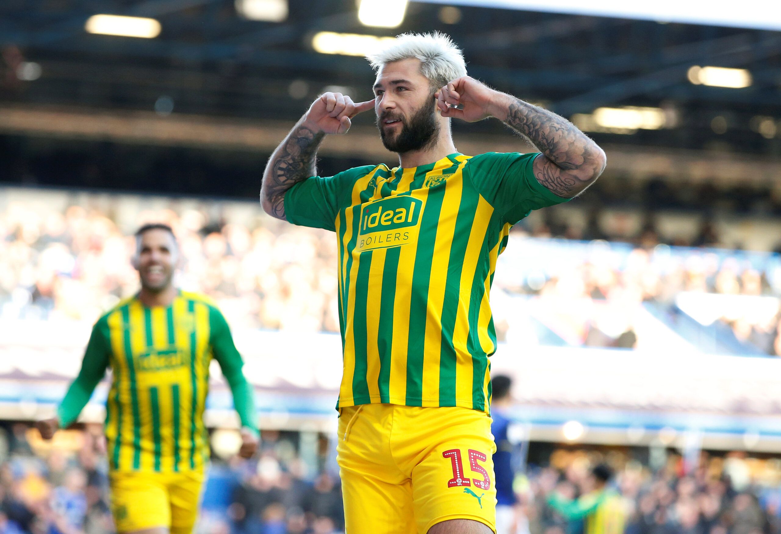 Soccer Football - Championship - Birmingham City v West Bromwich Albion - St Andrews, Birmingham, Britain - December 14, 2019  West Bromwich Albion's Charlie Austin celebrates scoring their third goal   Action Images/Ed Sykes  EDITORIAL USE ONLY. No use with unauthorized audio, video, data, fixture lists, club/league logos or 