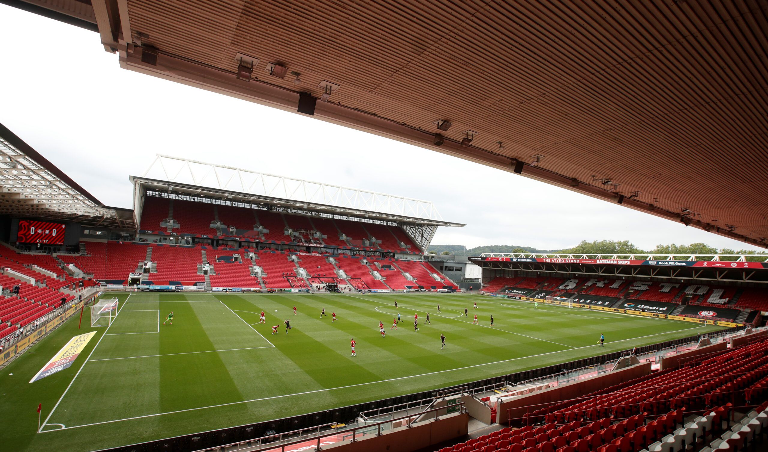 Soccer Football - Championship - Bristol City v Stoke City - Ashton Gate Stadium, Bristol, Britain - July 15, 2020 General view of Ashton Gate during the match, as play resumes behind closed doors following the outbreak of the coronavirus disease (COVID-19) Action Images/Matthew Childs EDITORIAL USE ONLY. No use with unauthorized audio, video, data, fixture lists, club/league logos or 