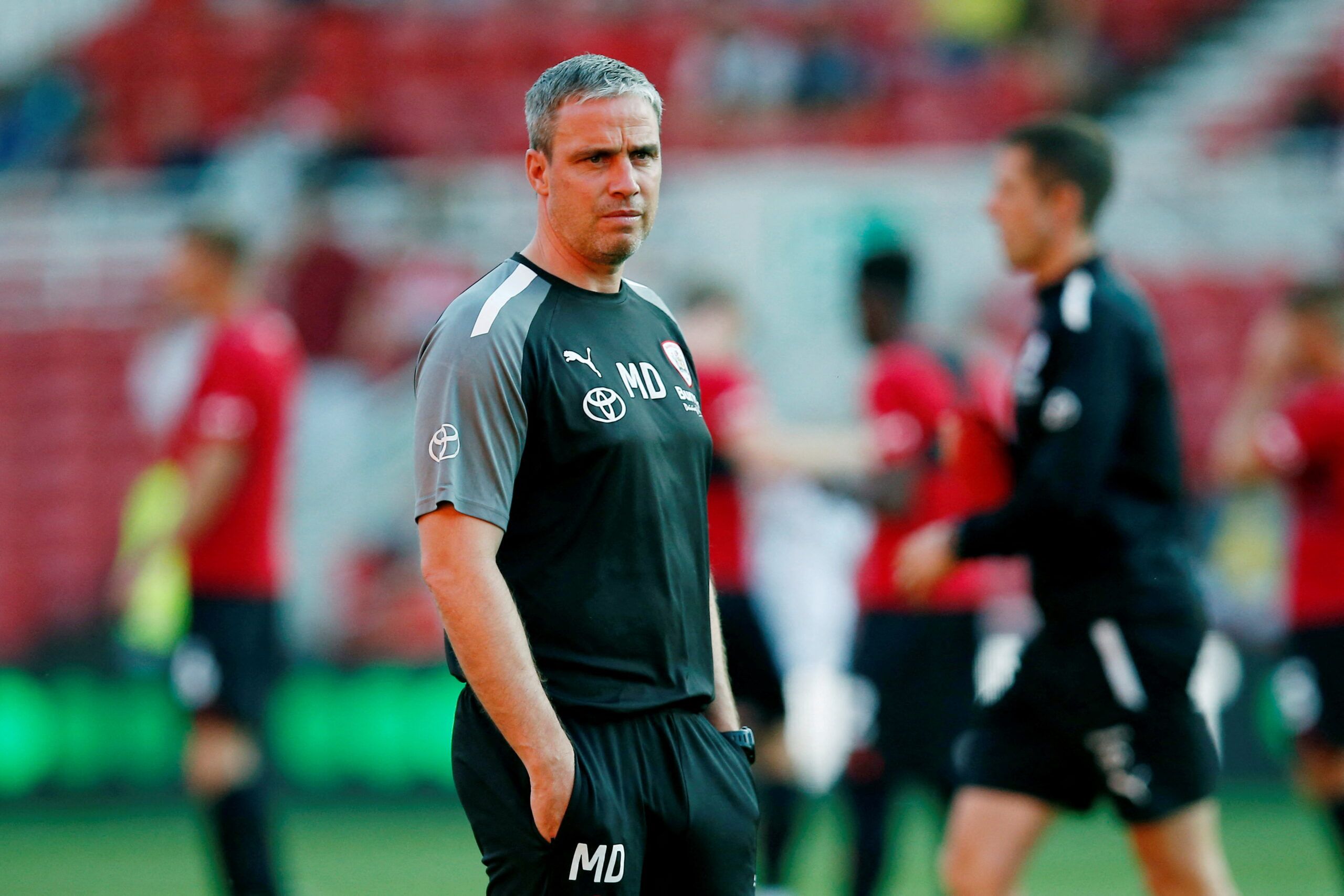 Soccer Football - Carabao Cup - Middlesbrough v Barnsley - Riverside Stadium, Middlesbrough, Britain - August 10, 2022  Barnsley manager Michael Duff during the warm up before the match  Action Images/Craig Brough    EDITORIAL USE ONLY. No use with unauthorized audio, video, data, fixture lists, club/league logos or 