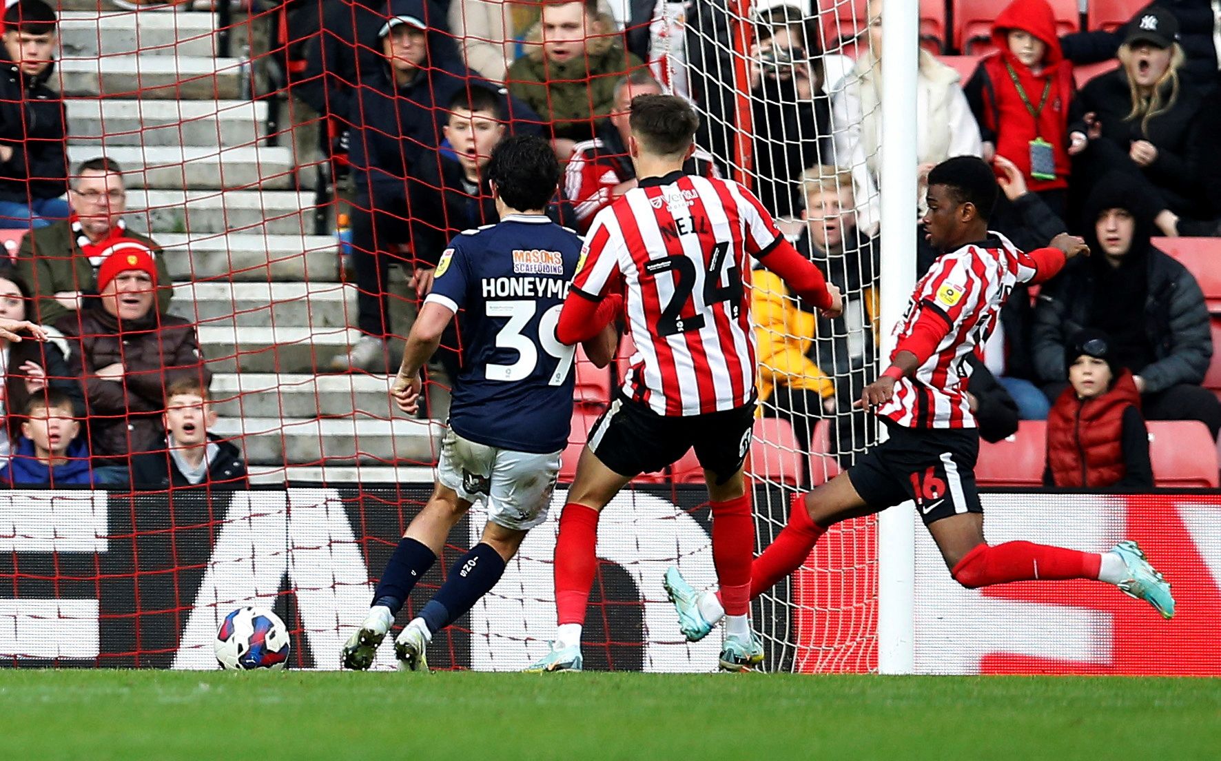 Soccer Football - Championship - Sunderland v Millwall - Stadium of Light, Sunderland, Britain - December 3, 2022  Sunderland's Amad Diallo scores their first goal  Action Images/Craig Brough  EDITORIAL USE ONLY. No use with unauthorized audio, video, data, fixture lists, club/league logos or 