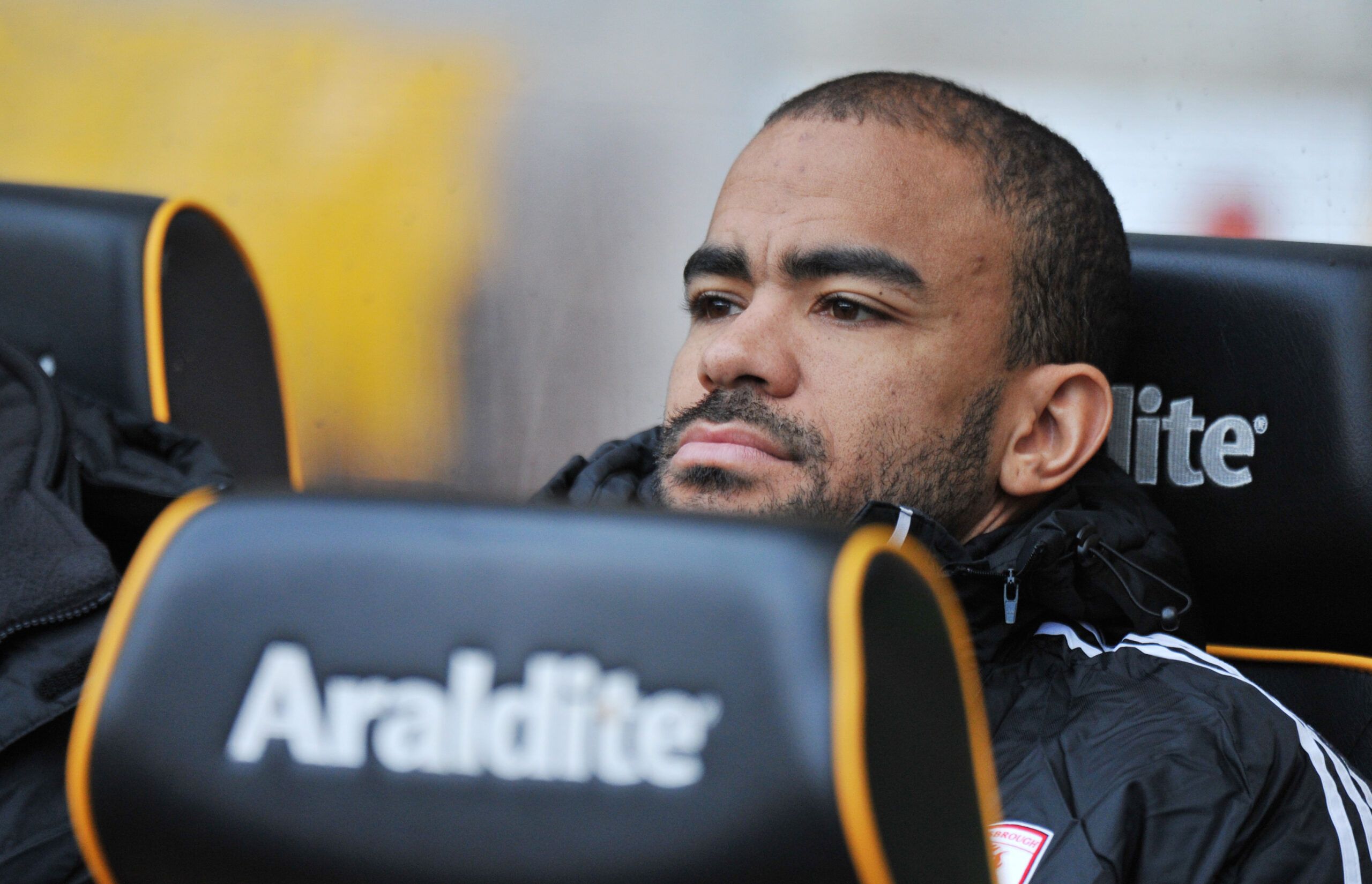 Football - Wolverhampton Wanderers v Middlesbrough - npower Football League Championship  - Molineux  -  12/13 - 30/3/13 
Middlesbrough's Kieron Dyer on the bench 
Mandatory Credit: Action Images / Adam Holt 
EDITORIAL USE ONLY. No use with unauthorized audio, video, data, fixture lists, club/league logos or live services. Online in-match use limited to 45 images, no video emulation. No use in betting, games or single club/league/player publications.  Please contact your account representative f