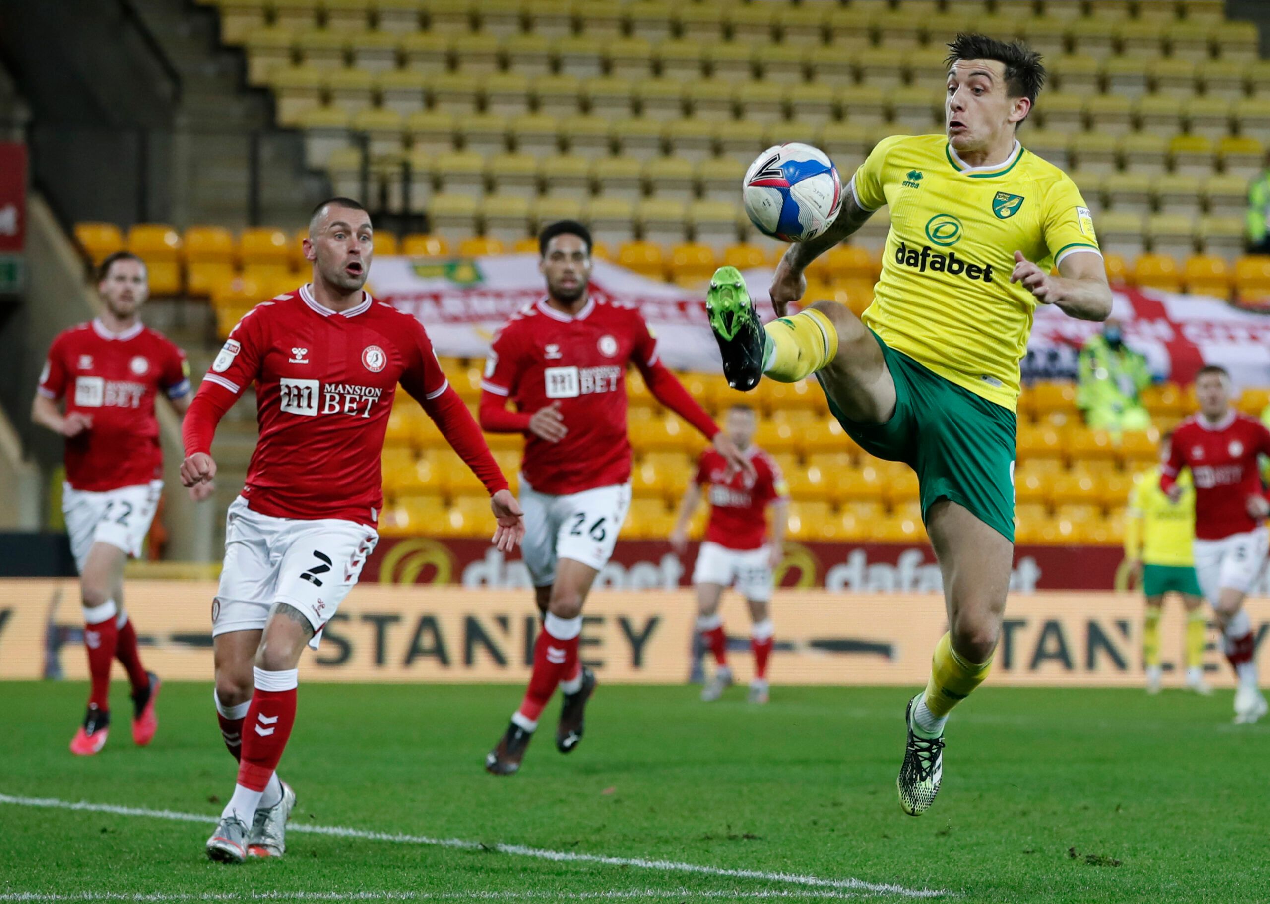 Soccer Football - Championship - Norwich City v Bristol City - Carrow Road, Norwich, Britain - January 20, 2021  Norwich City's Jordan Hugill in action Action Images/Paul Childs EDITORIAL USE ONLY. No use with unauthorized audio, video, data, fixture lists, club/league logos or 'live' services. Online in-match use limited to 75 images, no video emulation. No use in betting, games or single club /league/player publications.  Please contact your account representative for further details.