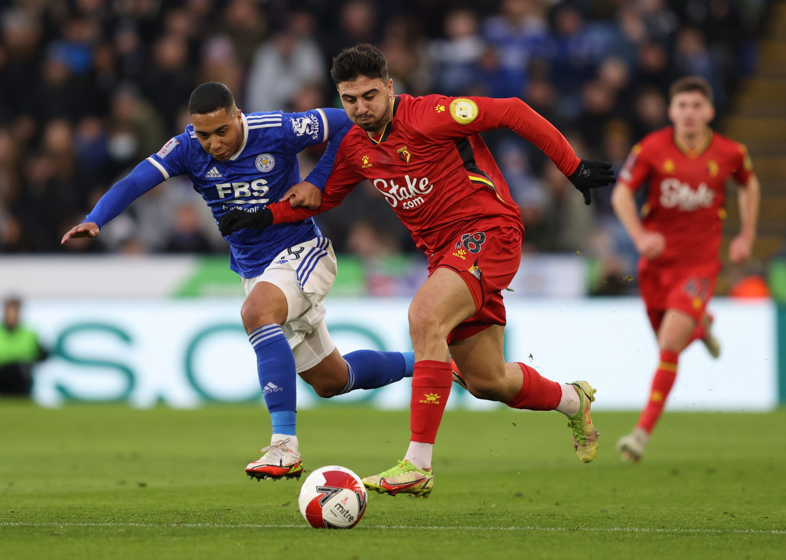 Soccer Football - FA Cup Third Round - Leicester City v Watford - King Power Stadium, Leicester, Britain - January 8, 2022 Watford's Ozan Tufan in action with Leicester City's Youri Tielemans Action Images via Reuters/John Clifton