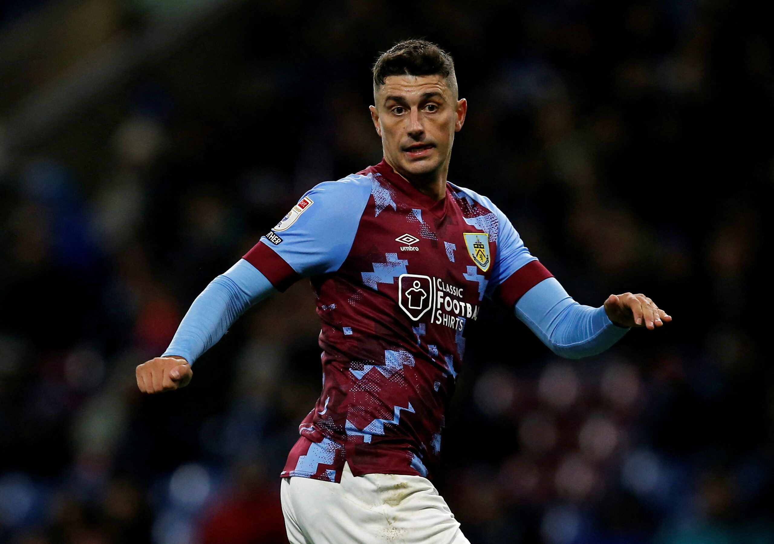 Soccer Football - Carabao Cup Third Round - Burnley v Crawley Town - Turf Moor, Burnley, Britain - November 8, 2022 Burnley's Matthew Lowton  Action Images/Craig Brough  EDITORIAL USE ONLY. No use with unauthorized audio, video, data, fixture lists, club/league logos or 
