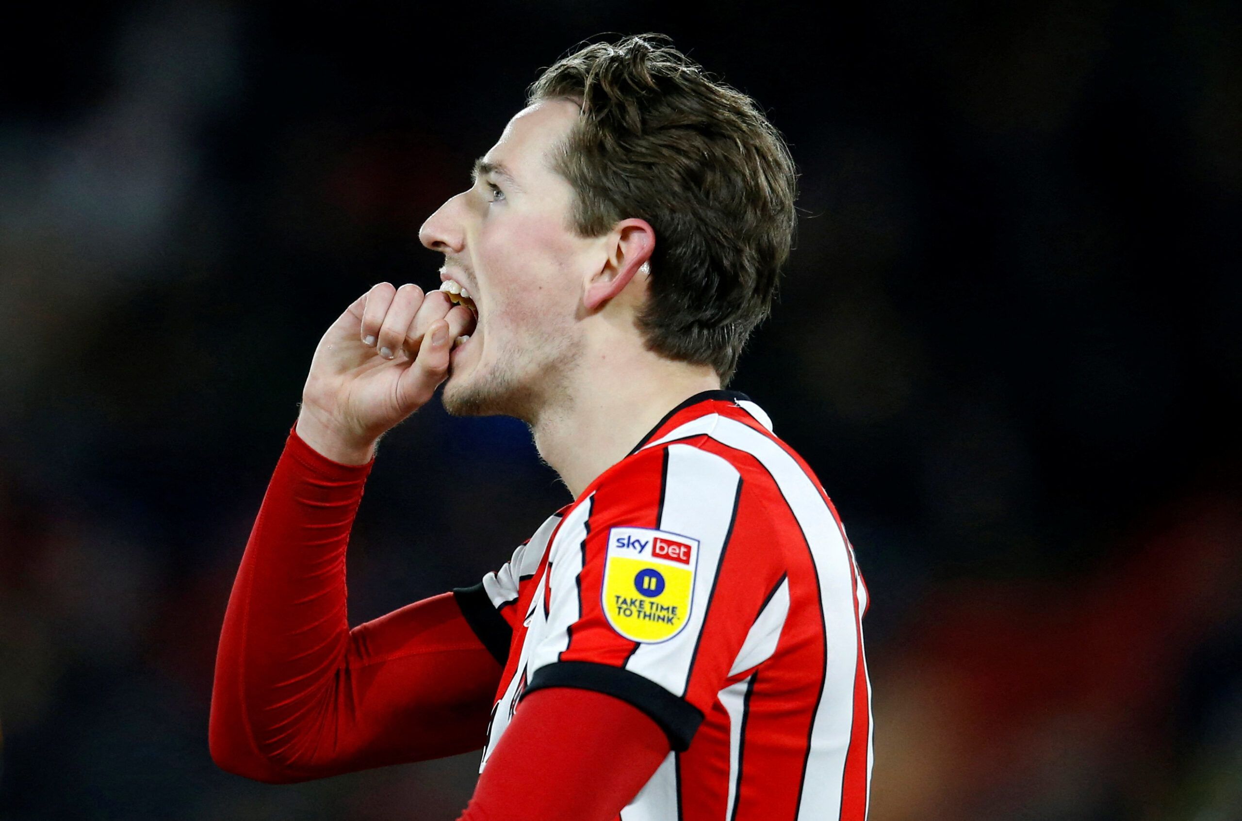 Soccer Football - Championship - Sheffield United v Hull City - Bramall Lane, Sheffield, Britain - January 20, 2023 Sheffield United's Sander Berge reacts  Action Images/Ed Sykes  EDITORIAL USE ONLY. No use with unauthorized audio, video, data, fixture lists, club/league logos or 