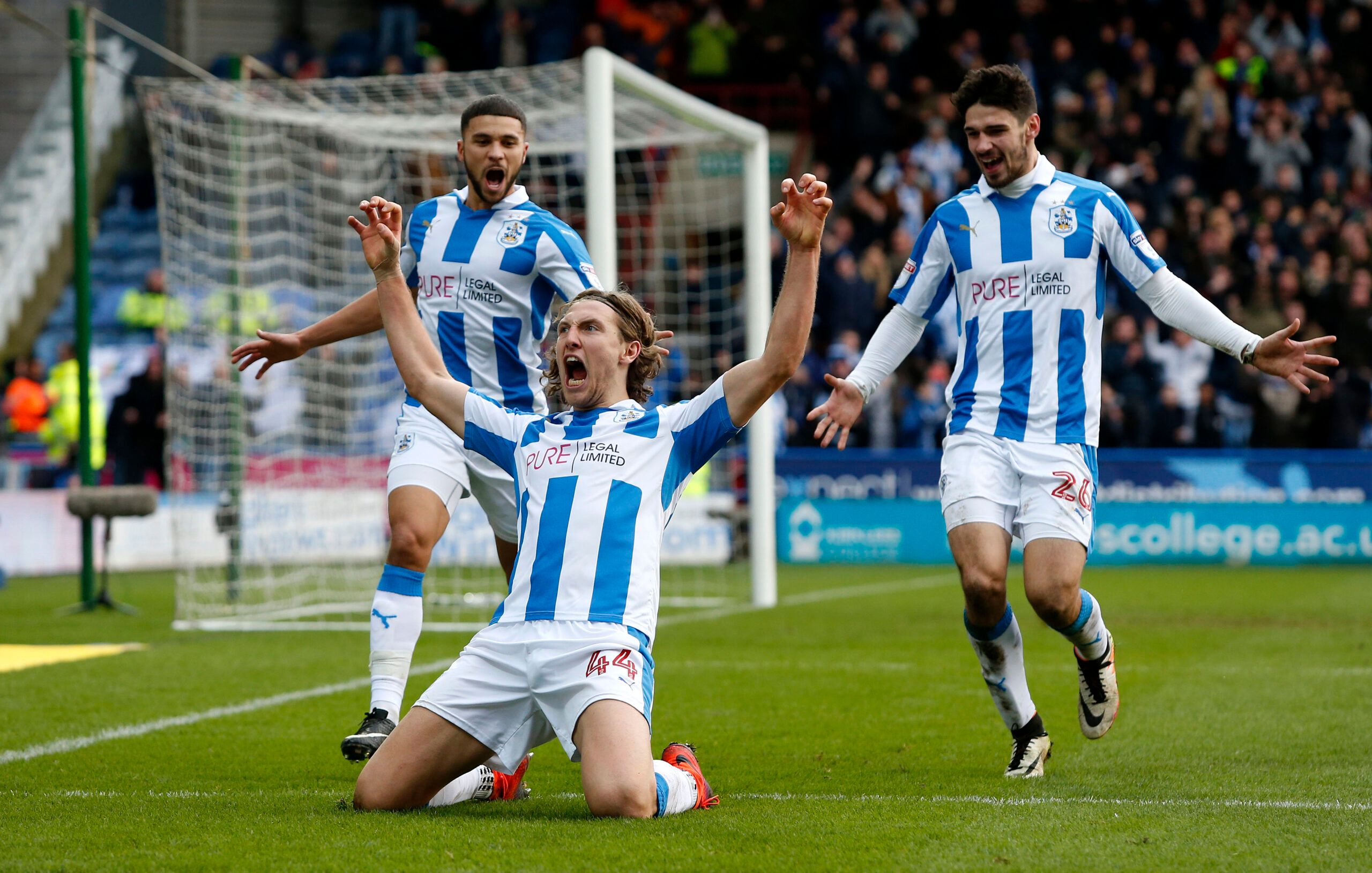 Britain Soccer Football - Huddersfield Town v Leeds United - Sky Bet Championship - The John Smith's Stadium - 5/2/17 Michael Hefele celebrates scoring the second goal for Huddersfield Town Mandatory Credit: Action Images / Ed Sykes Livepic EDITORIAL USE ONLY. No use with unauthorized audio, video, data, fixture lists, club/league logos or 