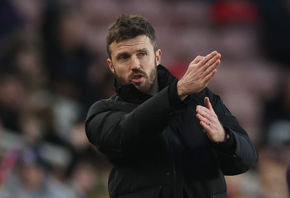 Soccer Football - FA Cup Third Round - Middlesbrough v Brighton &amp; Hove Albion - Riverside Stadium, Middlesbrough, Britain - January 7, 2023 Middlesbrough manager Michael Carrick reacts Action Images via Reuters/Lee Smith