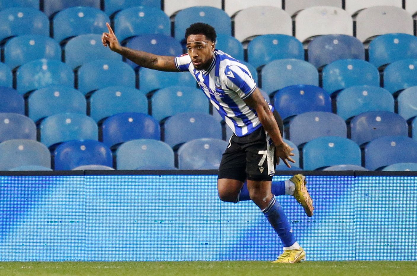 Soccer Football - FA Cup - Fourth Round - Sheffield Wednesday v Fleetwood Town - Hillsborough Stadium, Sheffield, Britain - January 28, 2023 Sheffield Wednesday's Mallik Wilks celebrates scoring their first goal  Action Images/Ed Sykes