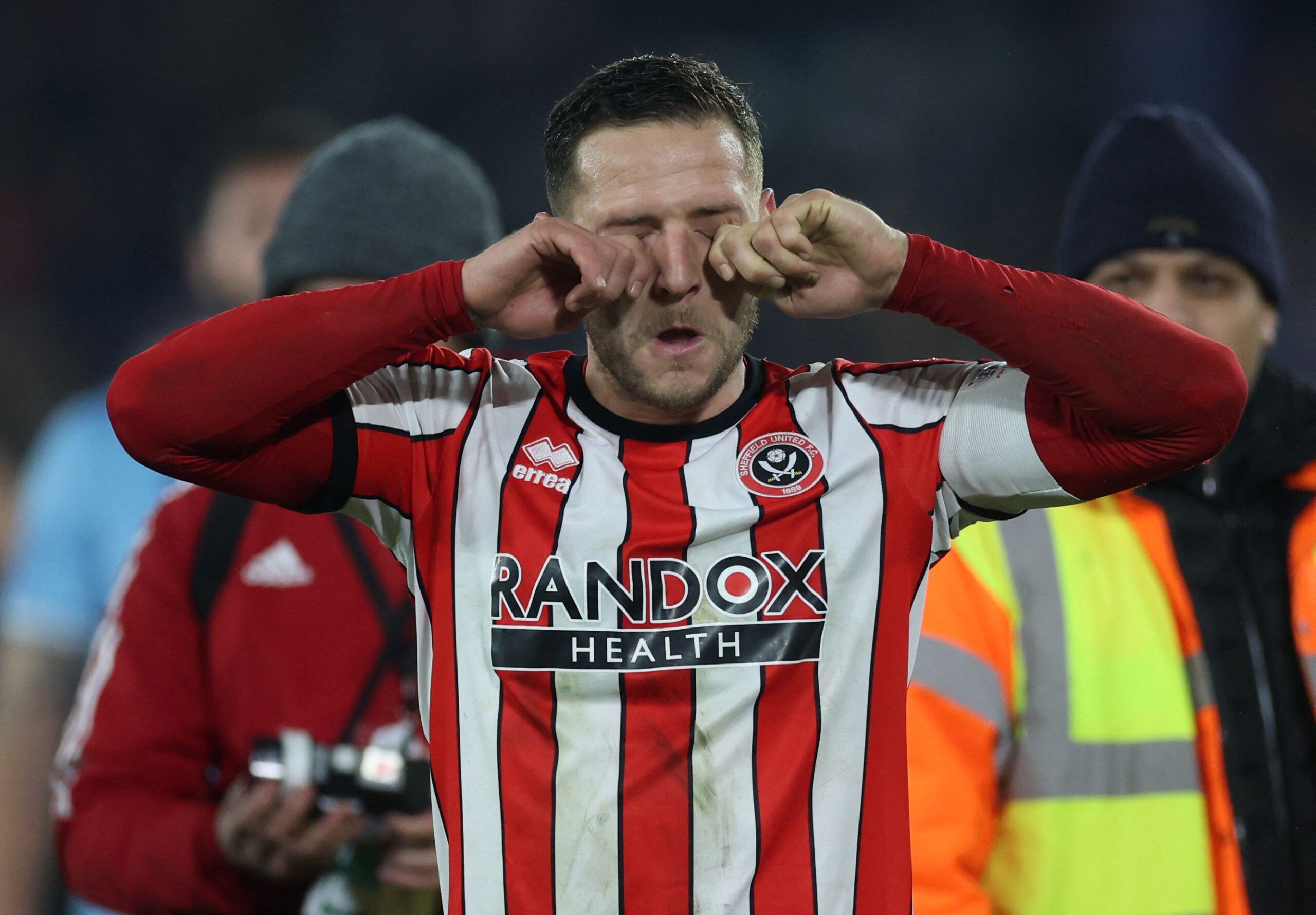 Soccer Football - FA Cup Fourth Round Replay - Sheffield United v Wrexham- Bramall Lane, Sheffield, Britain - February 7, 2023 Sheffield United's Billy Sharp celebrates after the match Action Images/Lee Smith