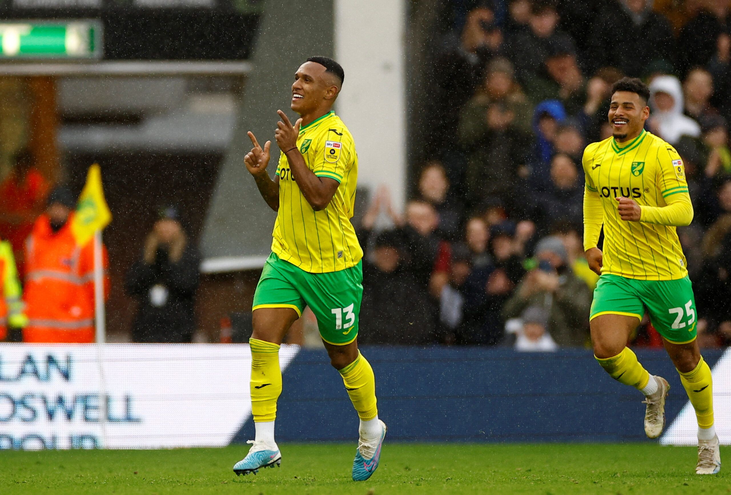 Soccer Football - Championship - Norwich City v Cardiff City - Carrow Road, Norwich, Britain - February 25, 2023  Norwich City's Marquinhos celebrates after scoring their second goal  Action Images/John Sibley  EDITORIAL USE ONLY. No use with unauthorized audio, video, data, fixture lists, club/league logos or 