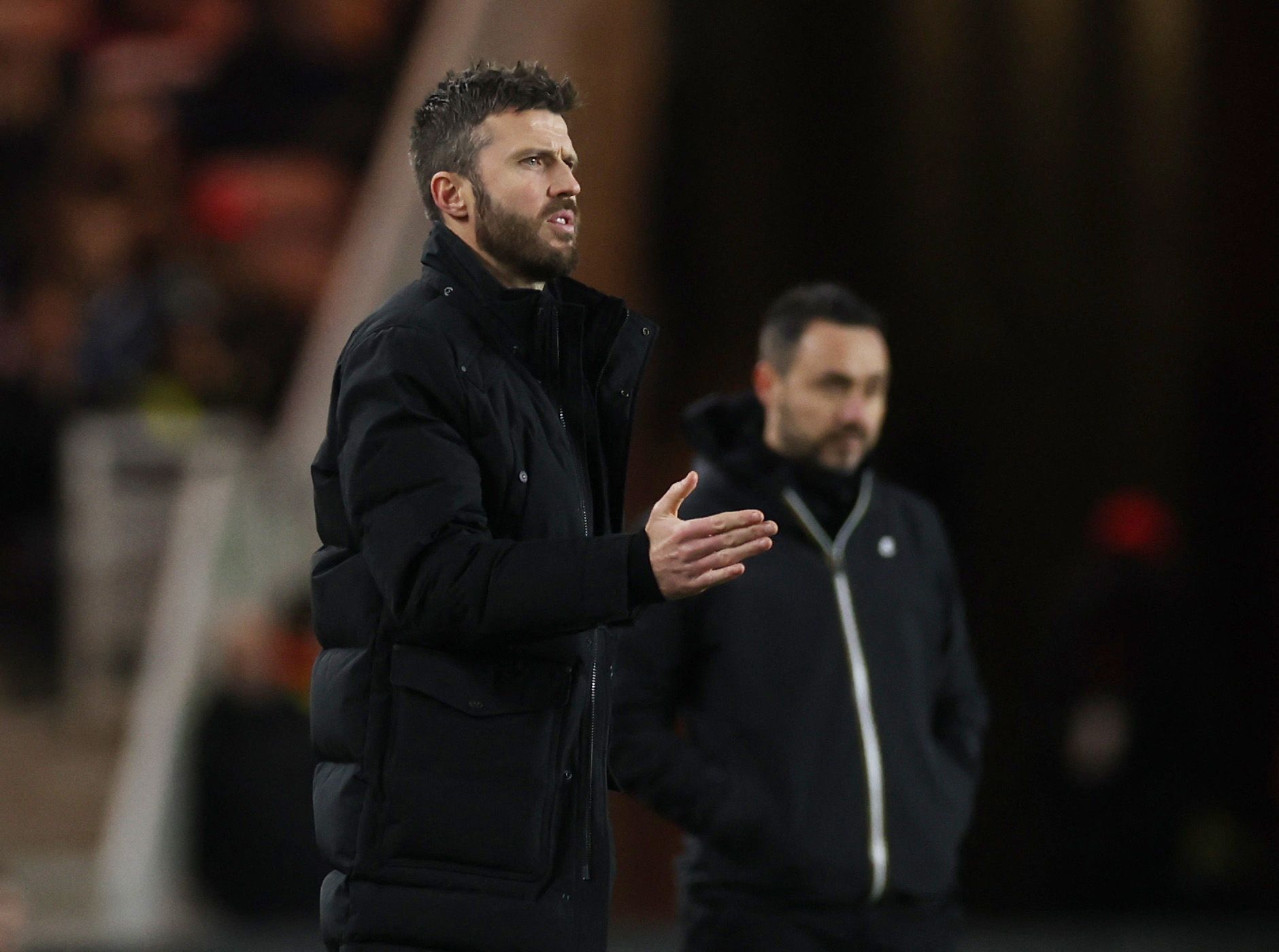 Soccer Football - FA Cup Third Round - Middlesbrough v Brighton &amp; Hove Albion - Riverside Stadium, Middlesbrough, Britain - January 7, 2023 Middlesbrough manager Michael Carrick reacts Action Images via Reuters/Lee Smith