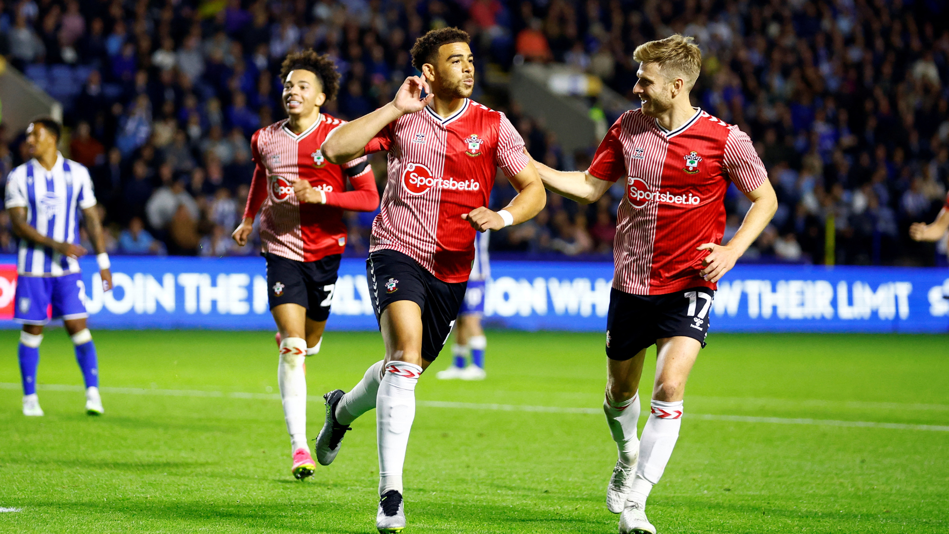 Che Adams and Stuart Armstrong celebrating a goal