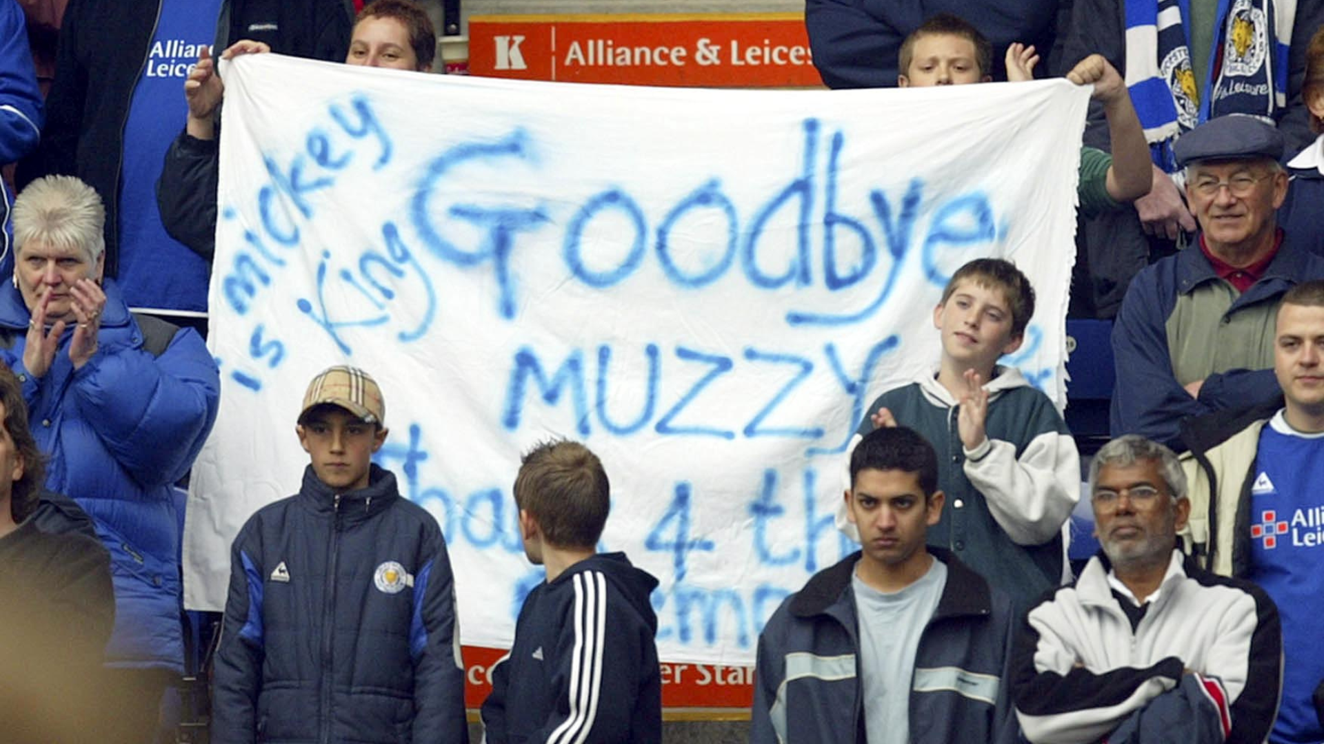 Banner during Muzzy Izzet's last home game for Leicester City