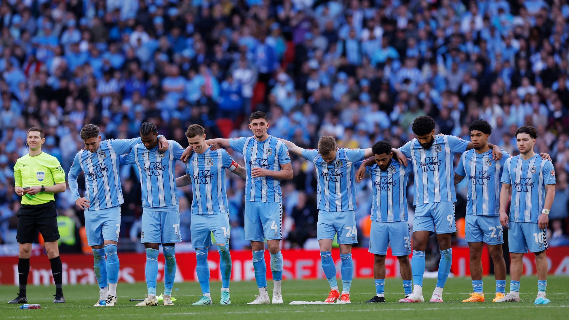Coventry City's players in the FA Cup Semi-Final penalty shootout vs Manchester United