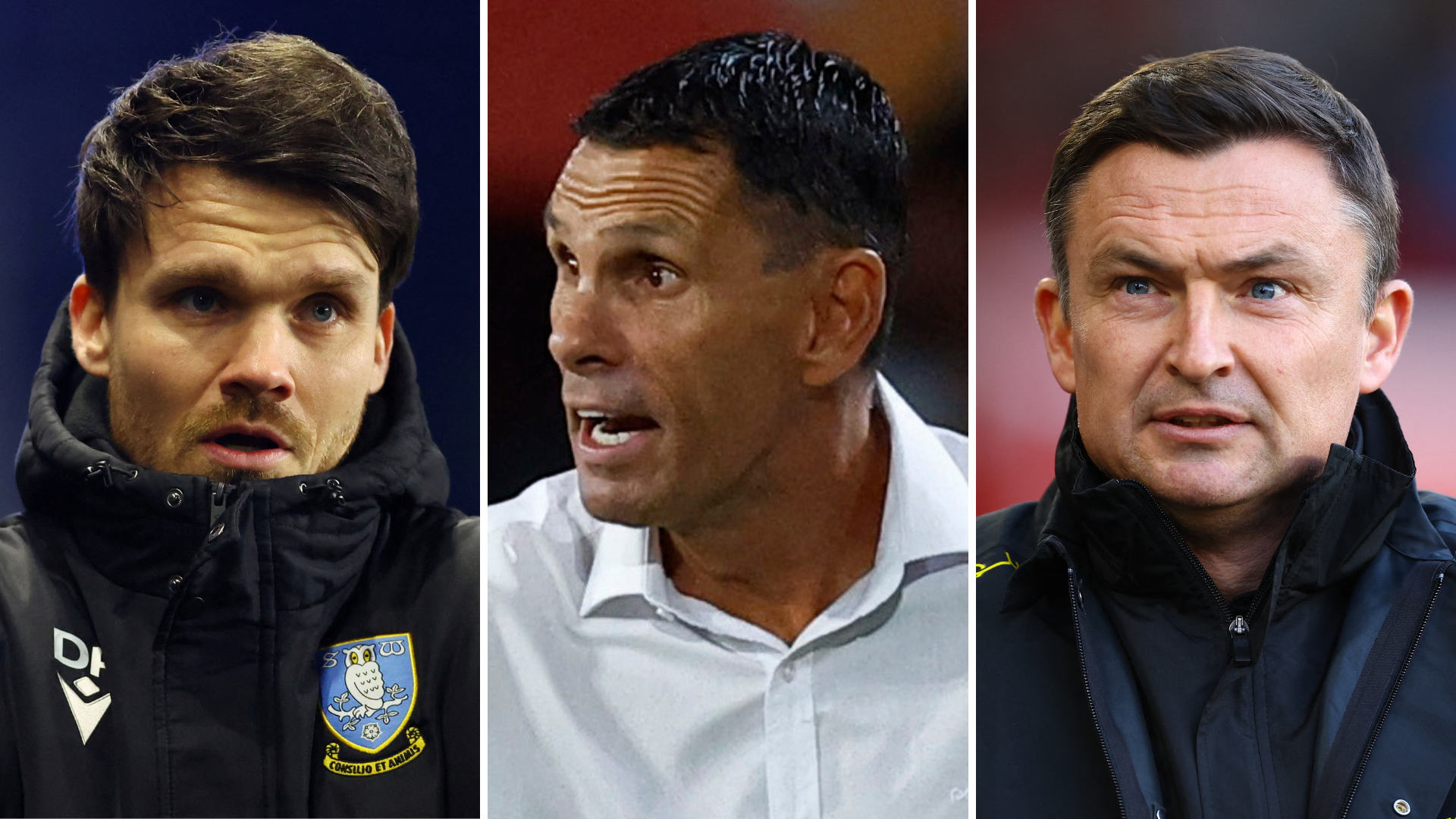 Danny Rohl, Gus Poyet and Paul Heckingbottom (Combined image)