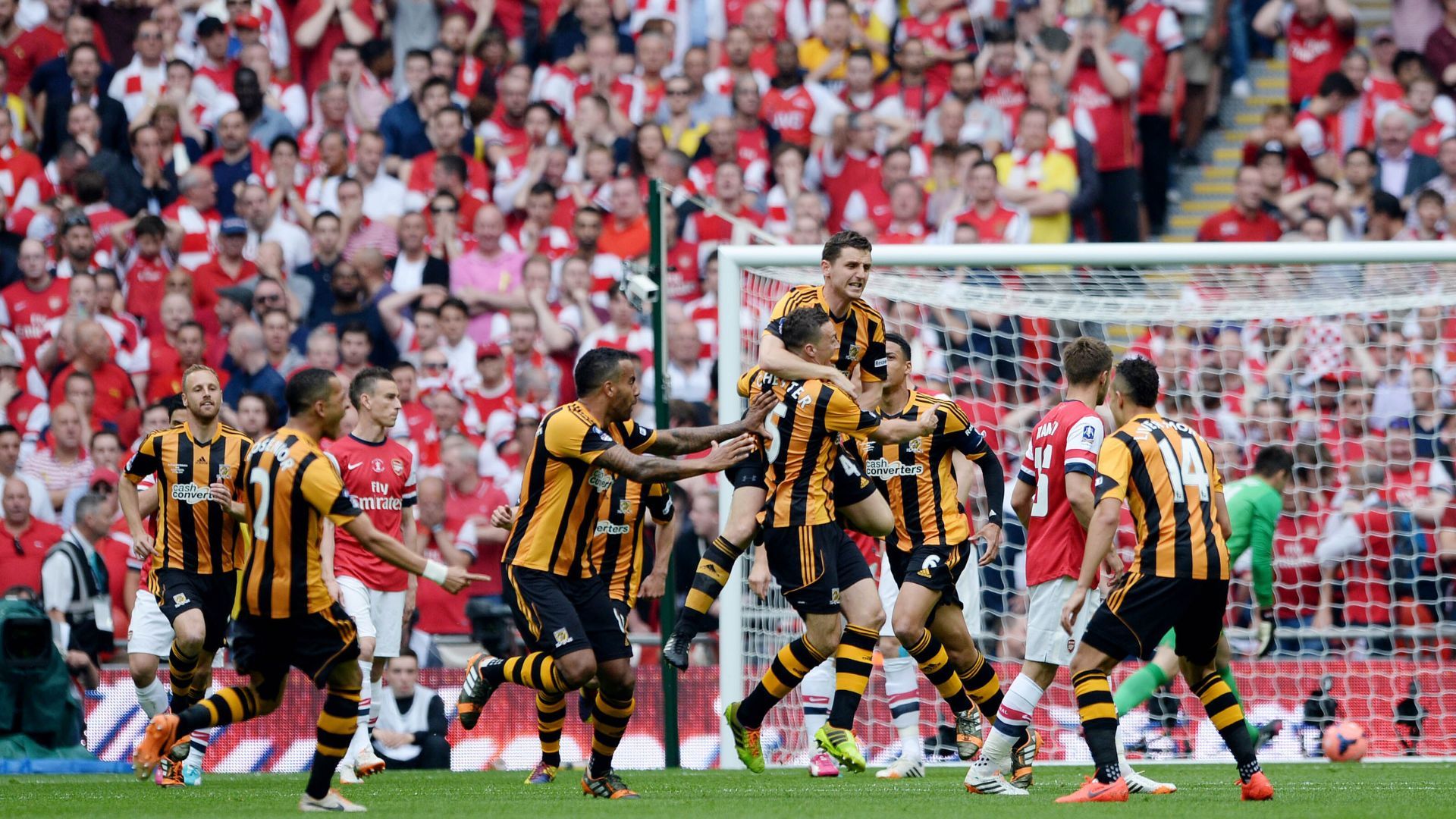 James Chester scores in the FA Cup Final for Hull City