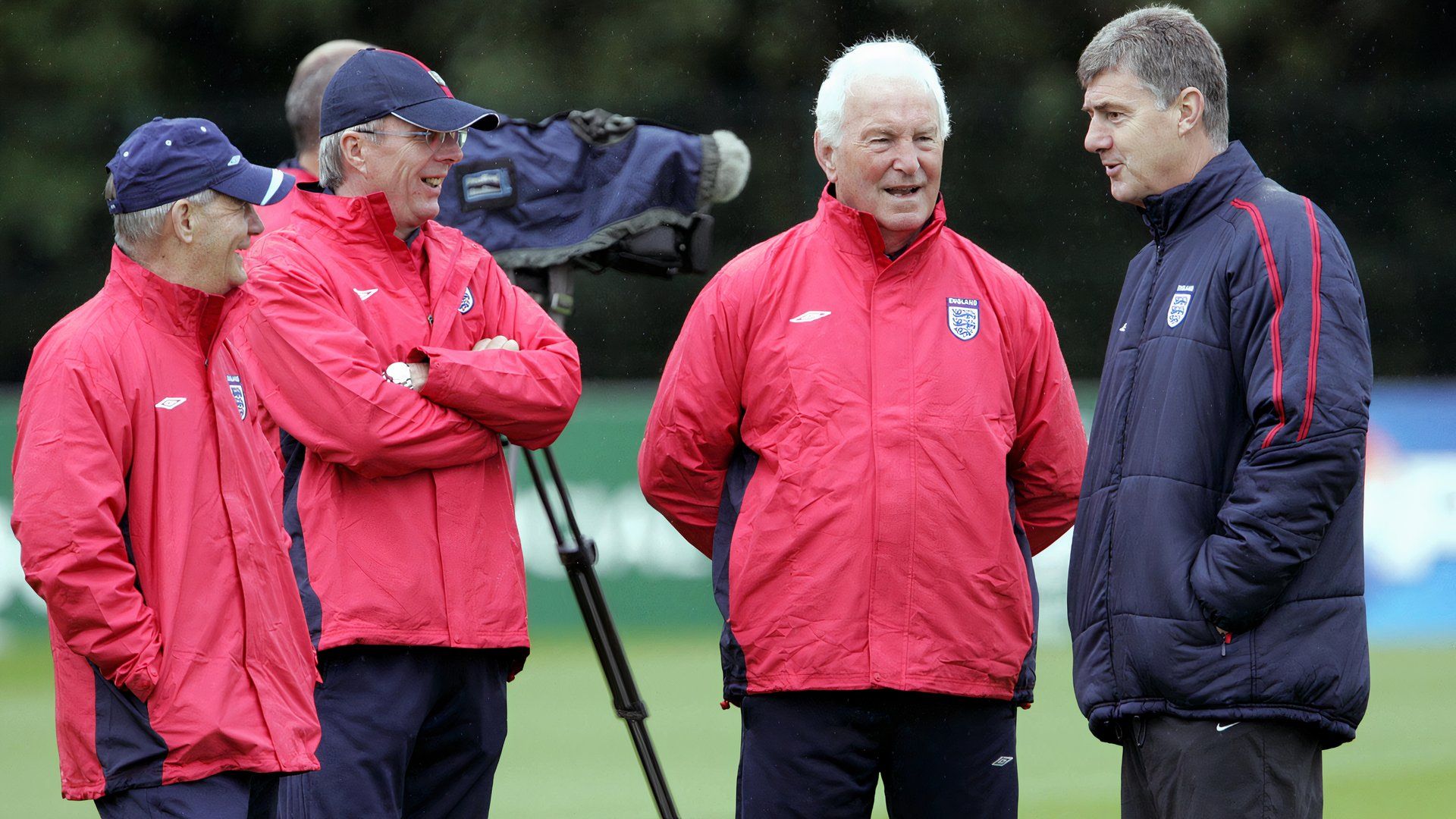 Former QPR manager Dave Sexton (middle) with England coaches