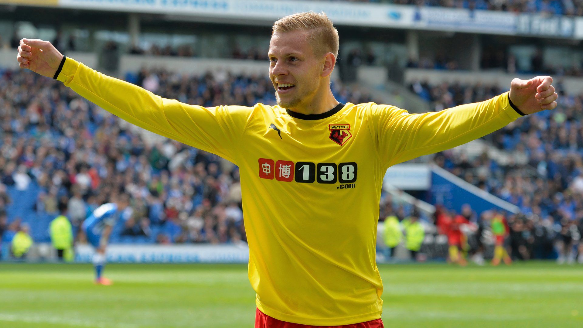 Matej Vydra celebrates scoring for Watford