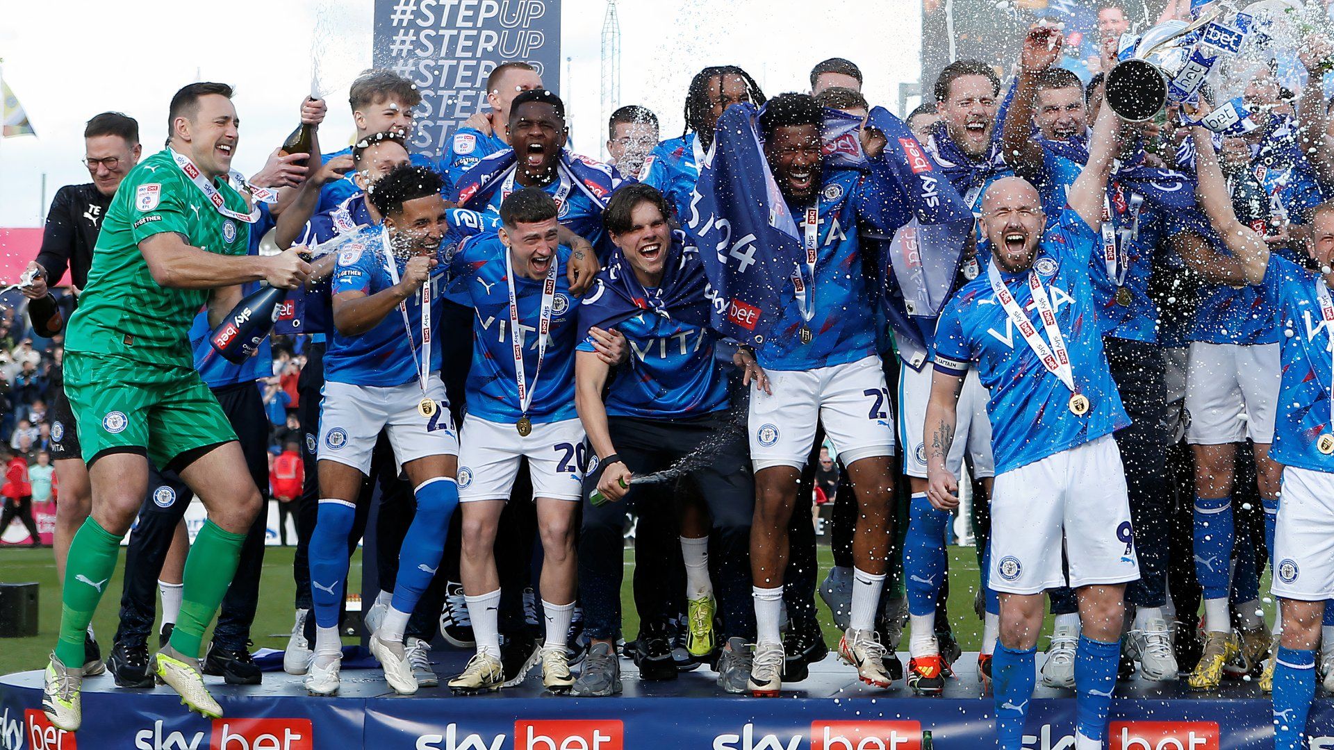 Stockport County celebrate winning League Two