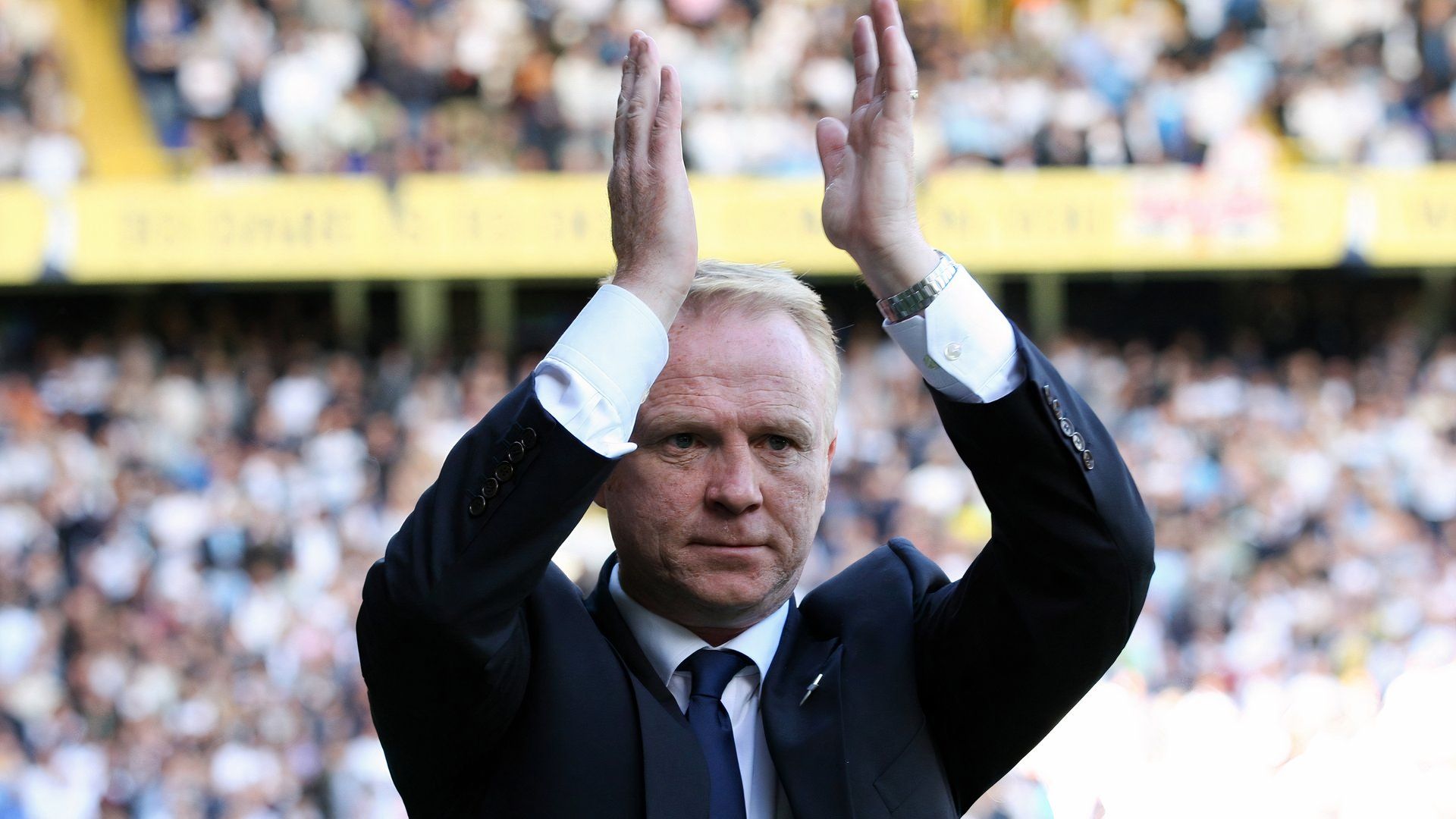 Alex McLeish applauds the Birmingham City supporters