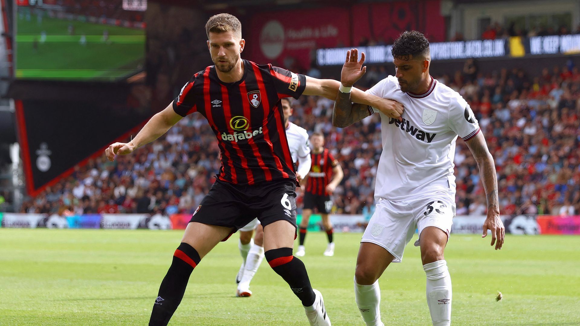 Chris Mepham playing for Bournemouth