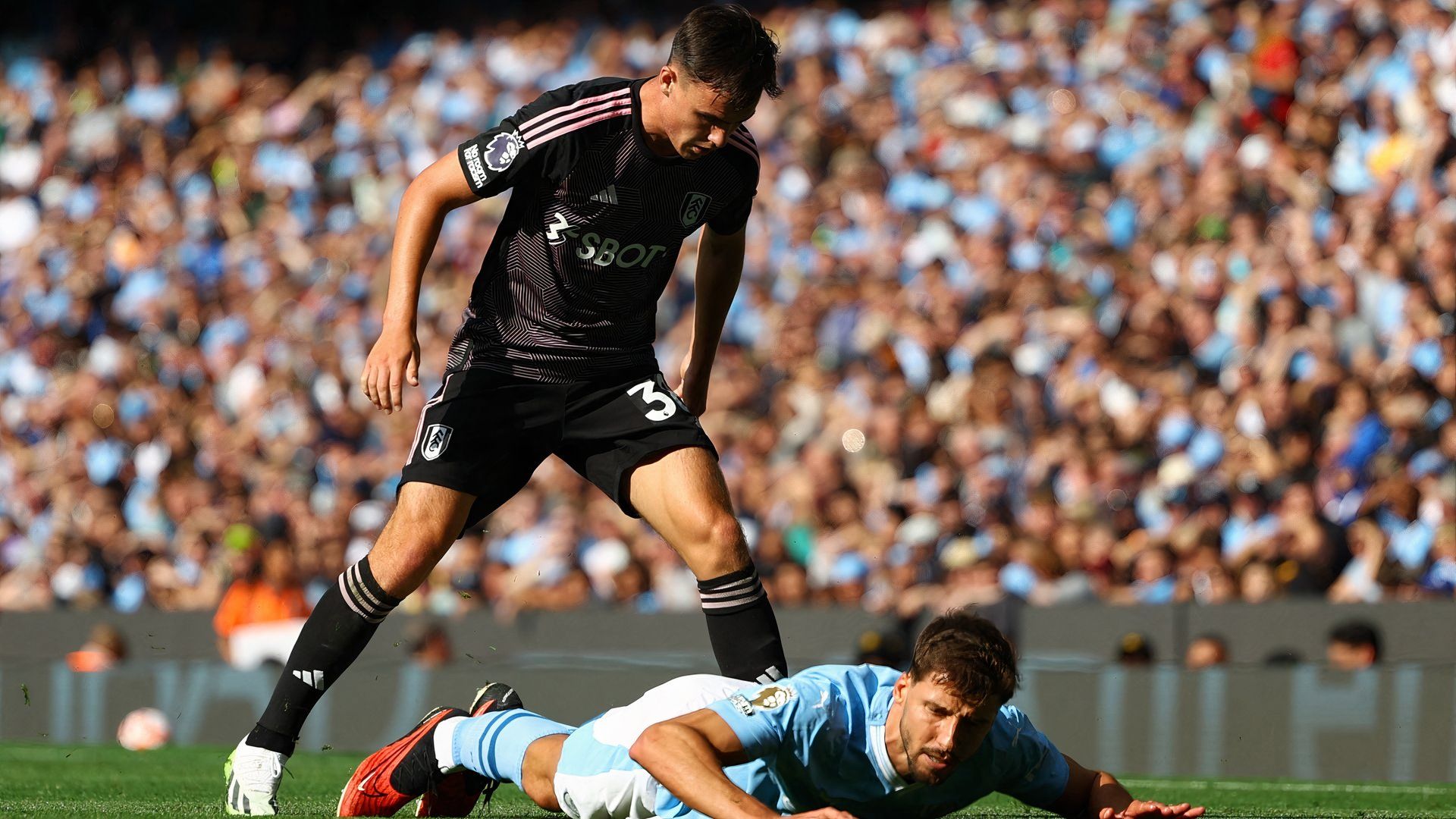 Fulham's Luke Harris against Manchester City