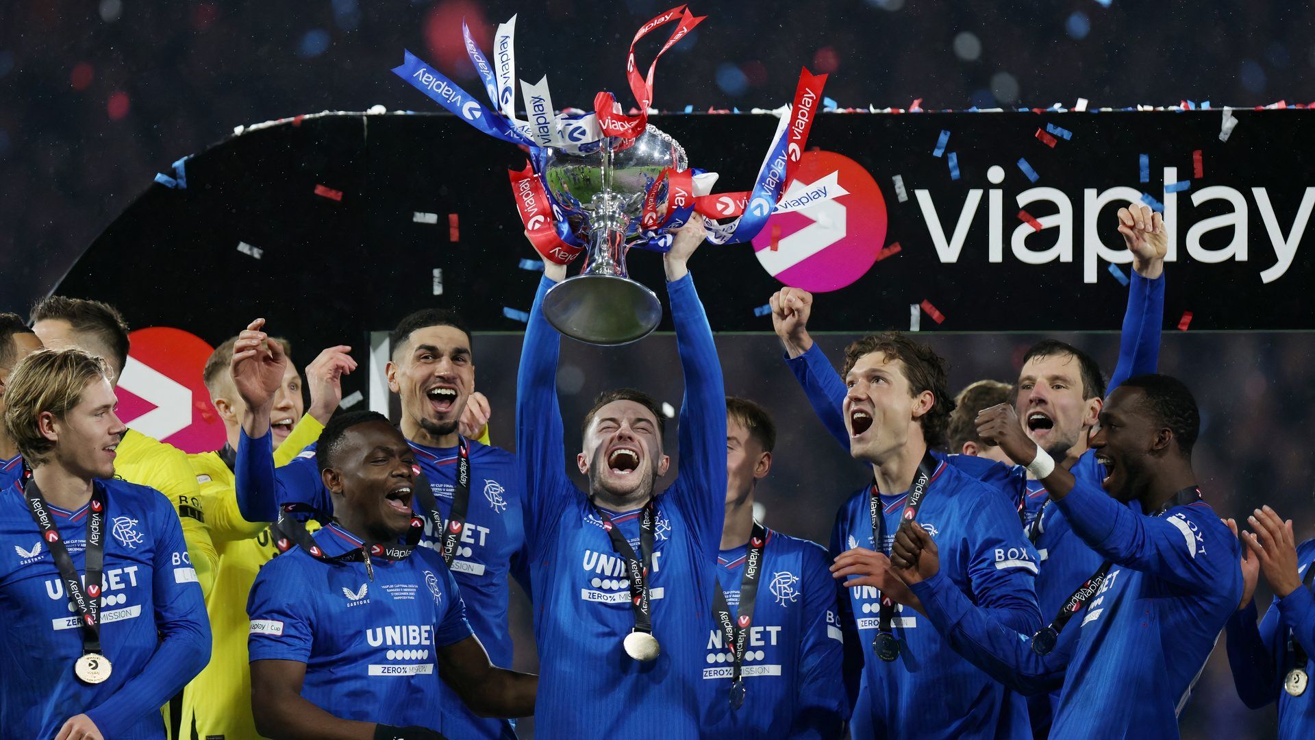 Scott Wright celebrates winning the Scottish League Cup with Rangers