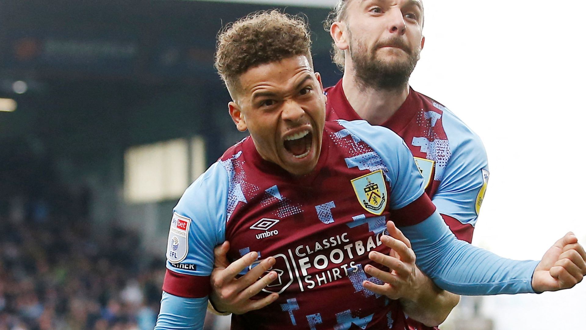 Manuel Benson of Burnley celebrates scoring