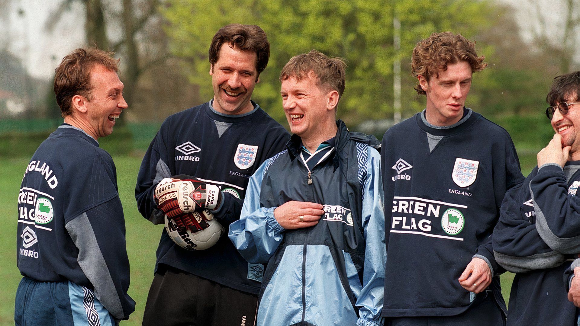 Frank Skinner with the England Squad in 1996