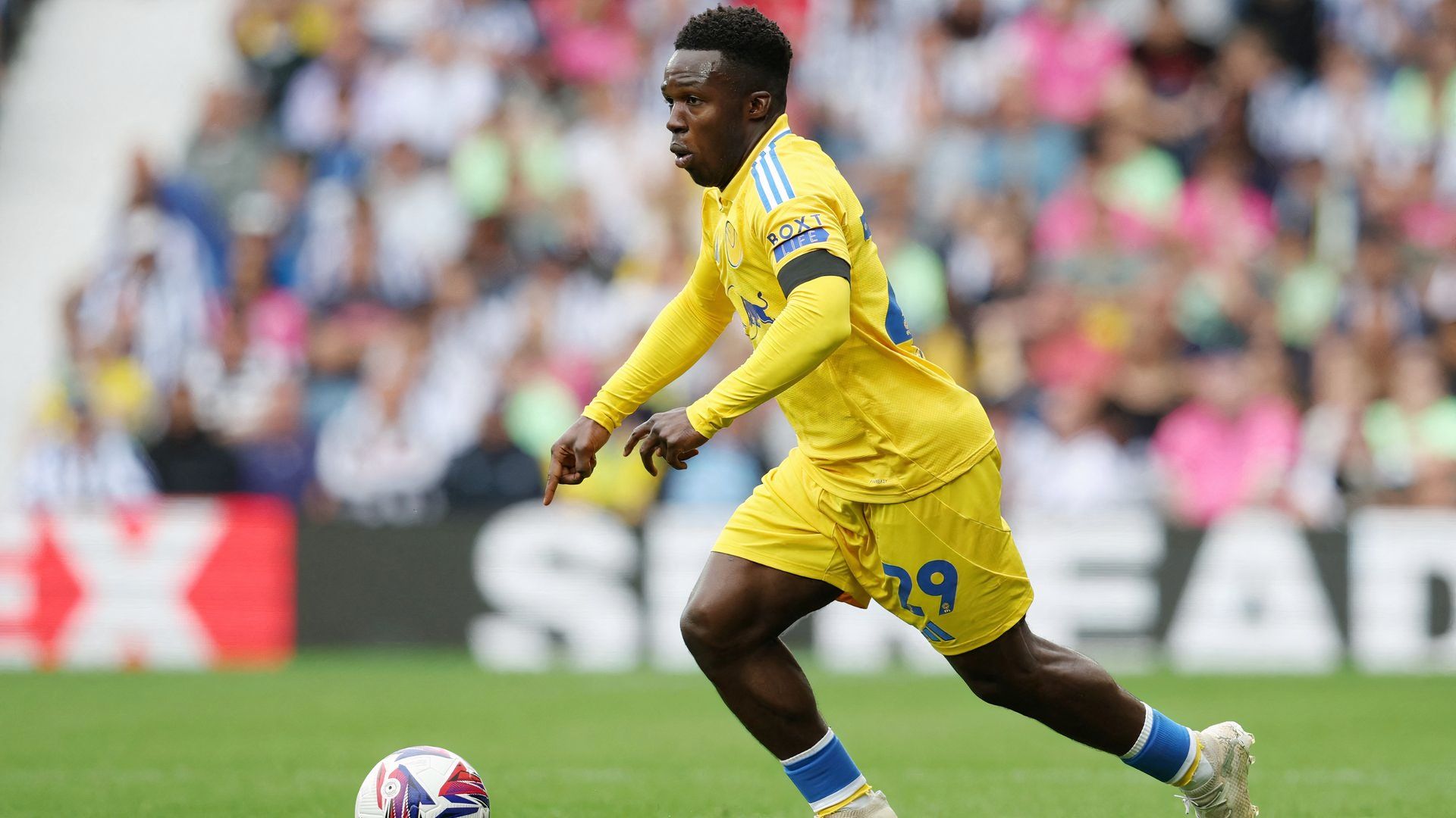 Wilfried Gnonto in action for Leeds United