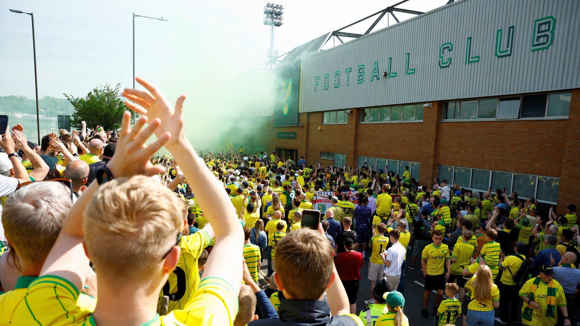 Norwich City supporters outside Carrow Road