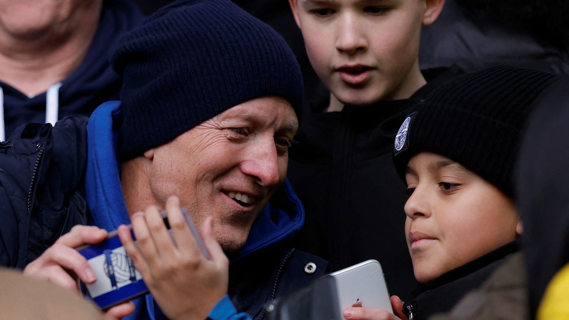 Tom Wagner among the Birmingham City supporters