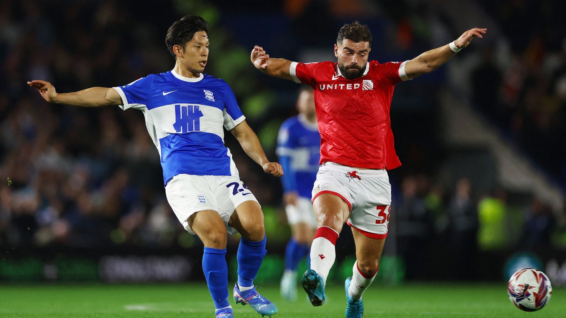 Tomoki Iwata playing for Birmingham City vs Wrexham