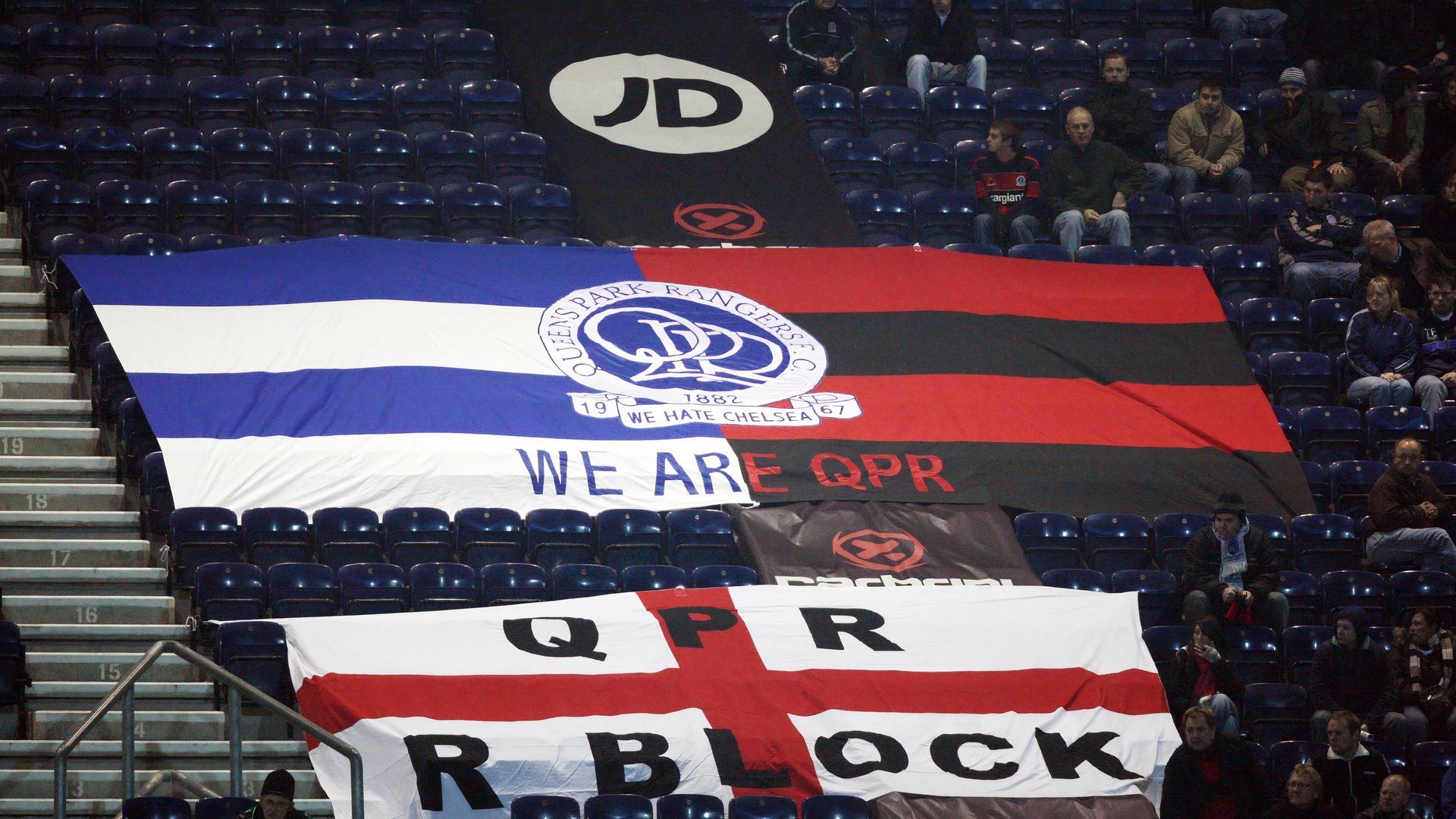 QPR flags at Deepdale