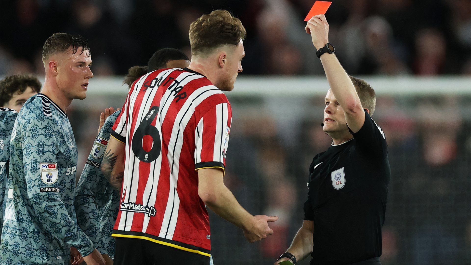 Harry Souttar sent off for Sheffield United v Sunderland 