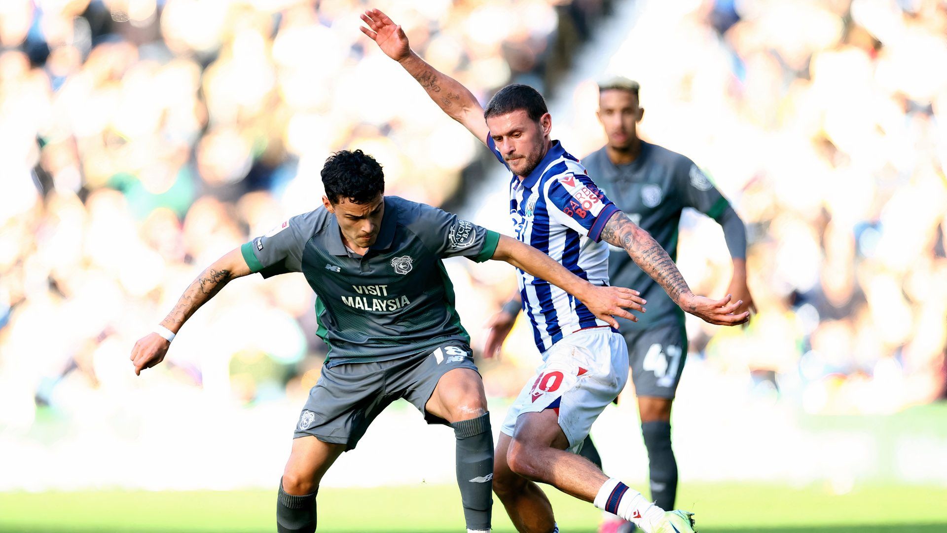 John Swift playing for West Brom vs Cardiff City