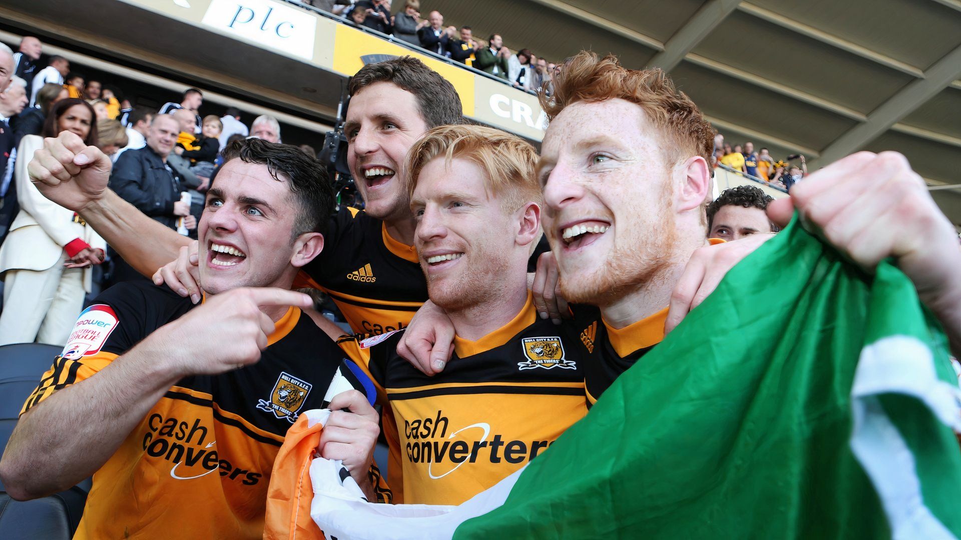 Paul McShane celebrates Hull City's promotion to the Premier League in 2013