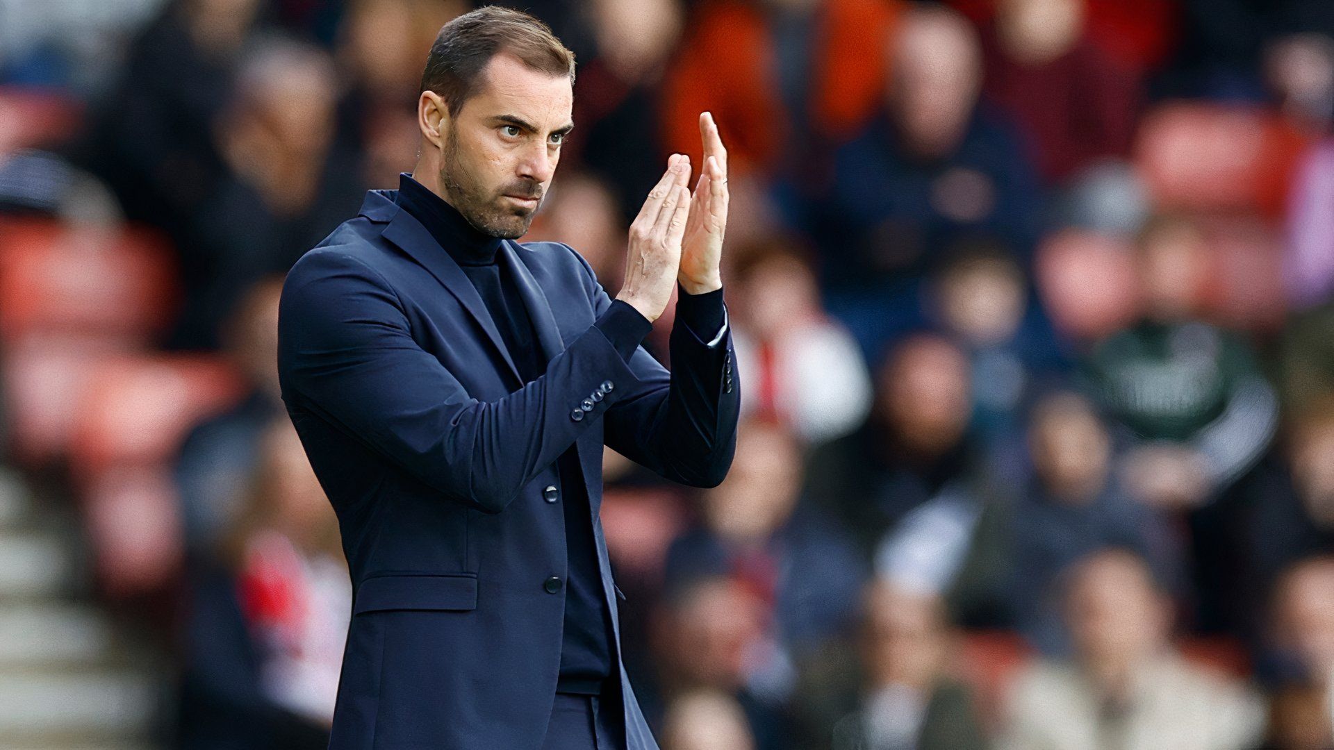 Ruben Selles applauding his players as Southampton head coach