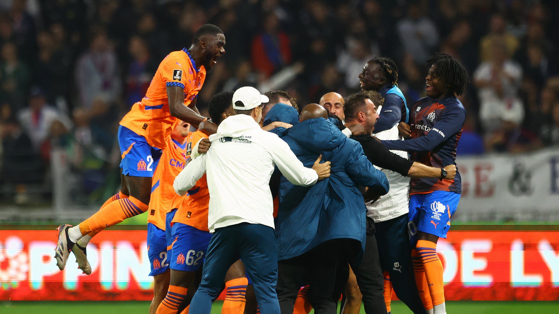 Jon Rowe Marseille celebrate