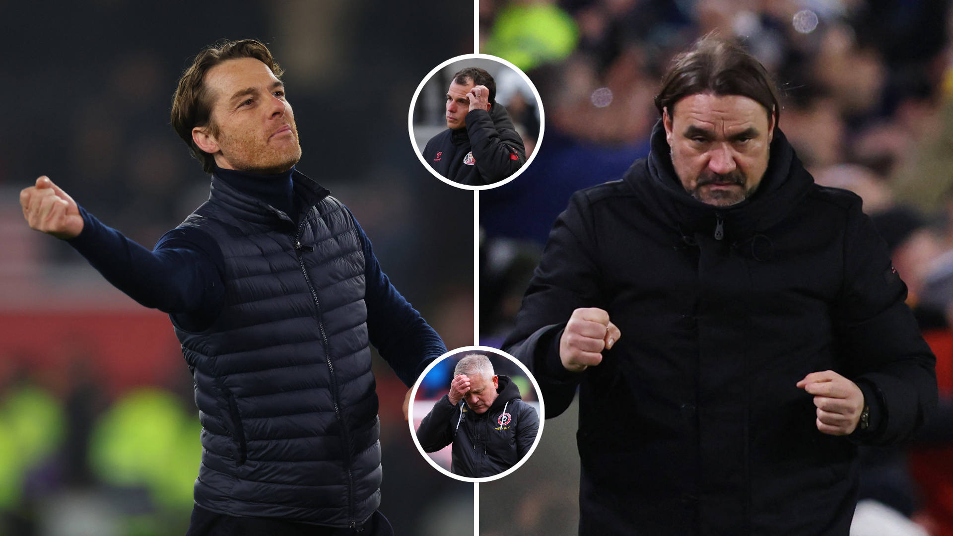 Scott Parker x Daniel Farke x Chris Wilder x Regis le Bris - Burnley x Leeds United x Sheffieldf United x Sunderland