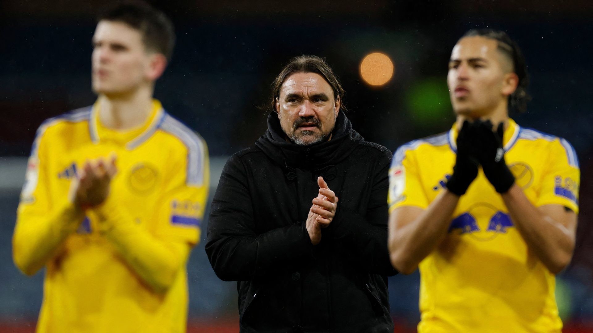 Daniel Farke and his Leeds United players