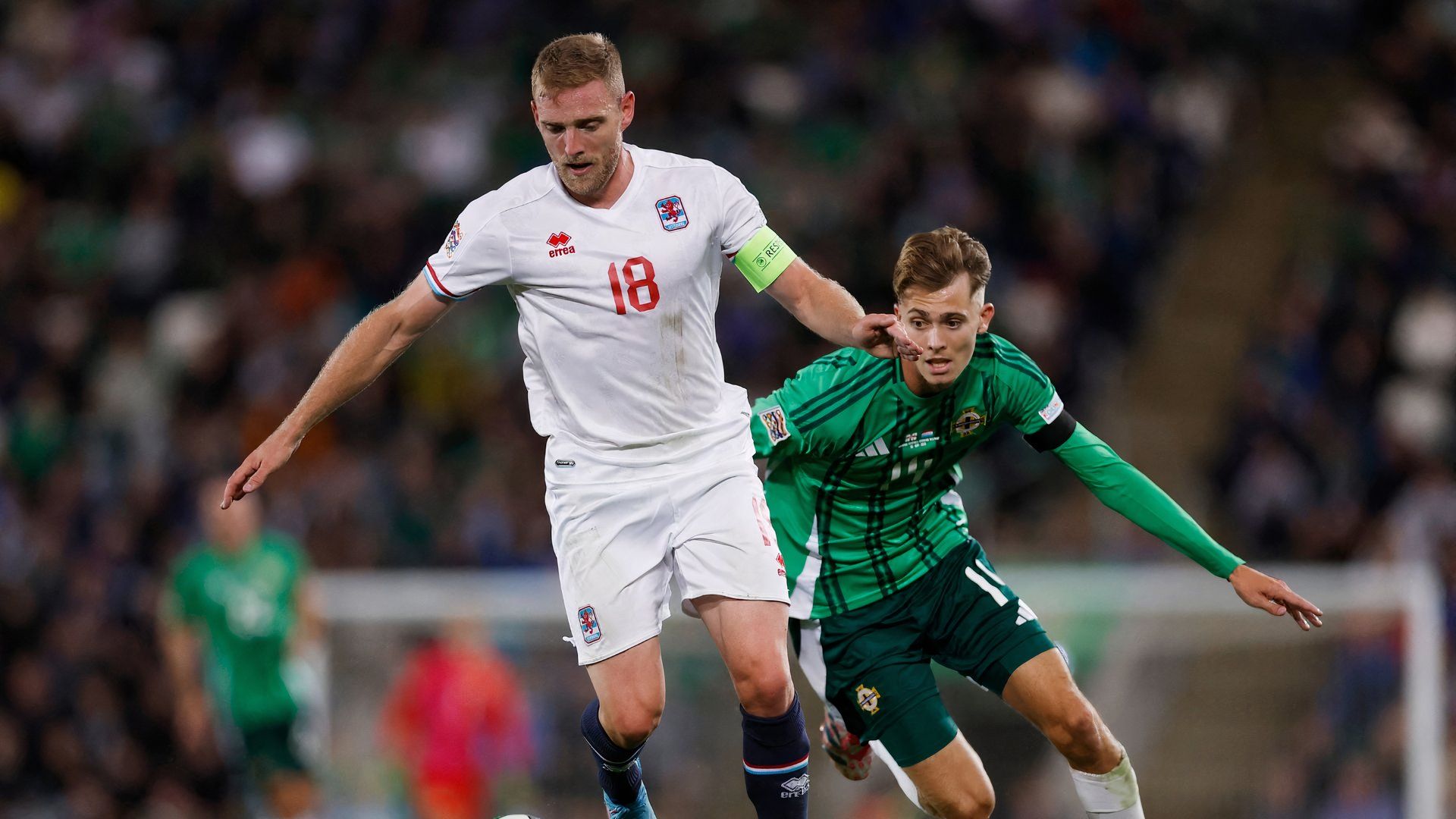 Isaac Price playing for Northern Ireland