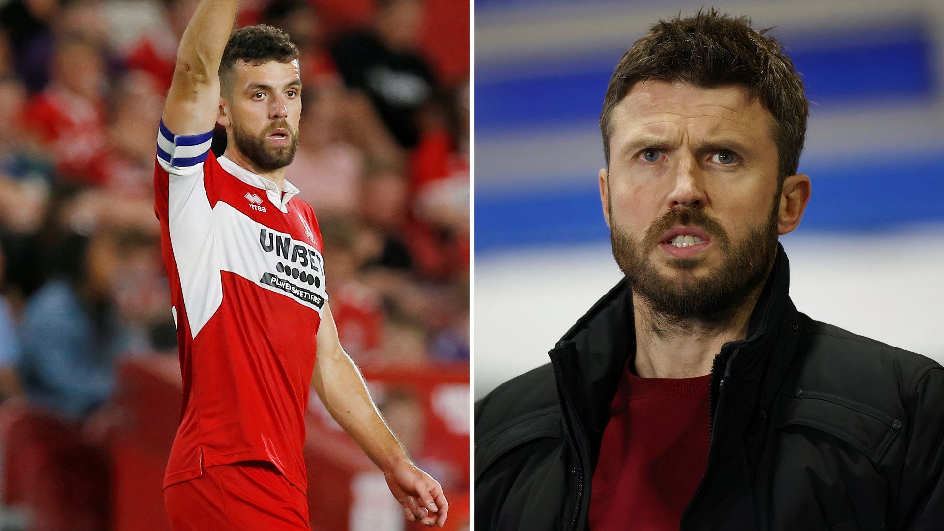 Middlesbrough's Tommy Smith, Middlesbrough head coach Michael Carrick