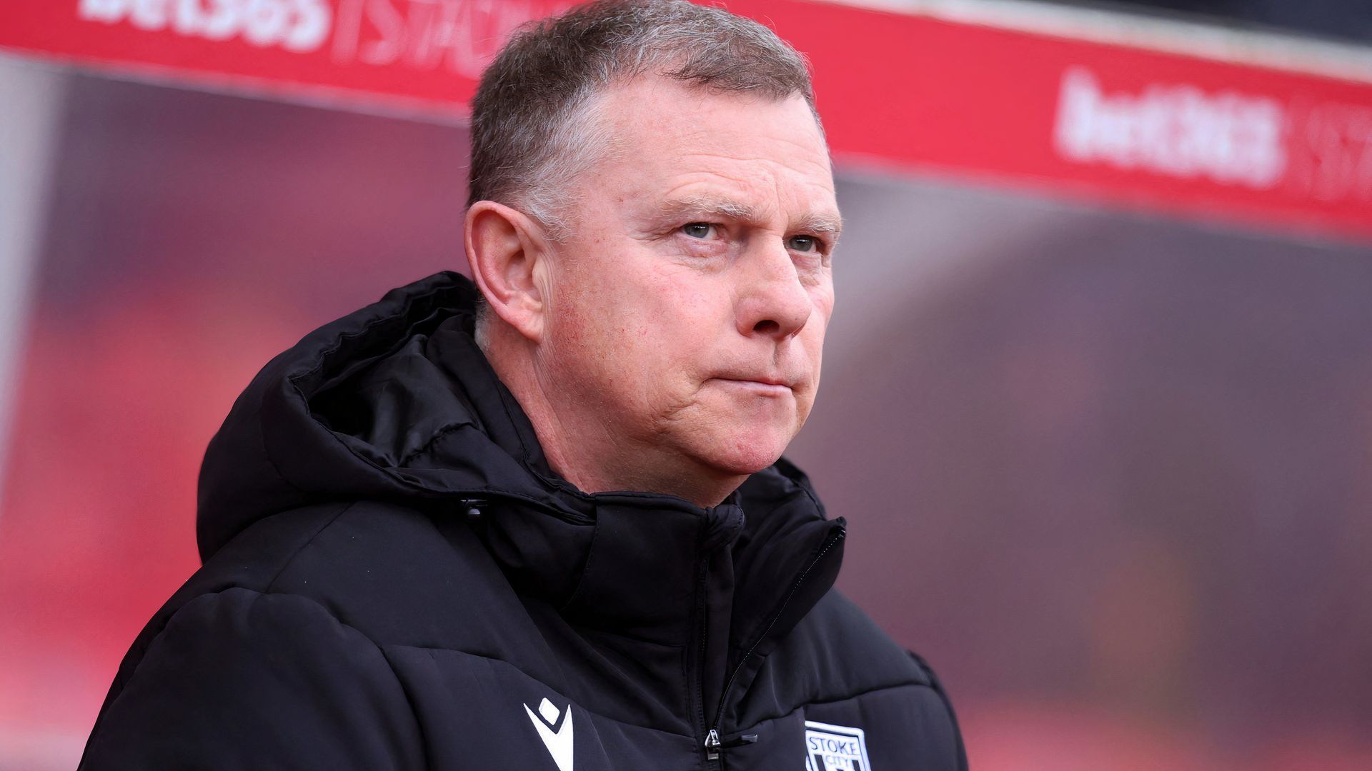 Mark Robins in charge of Stoke City at the Bet365 Stadium