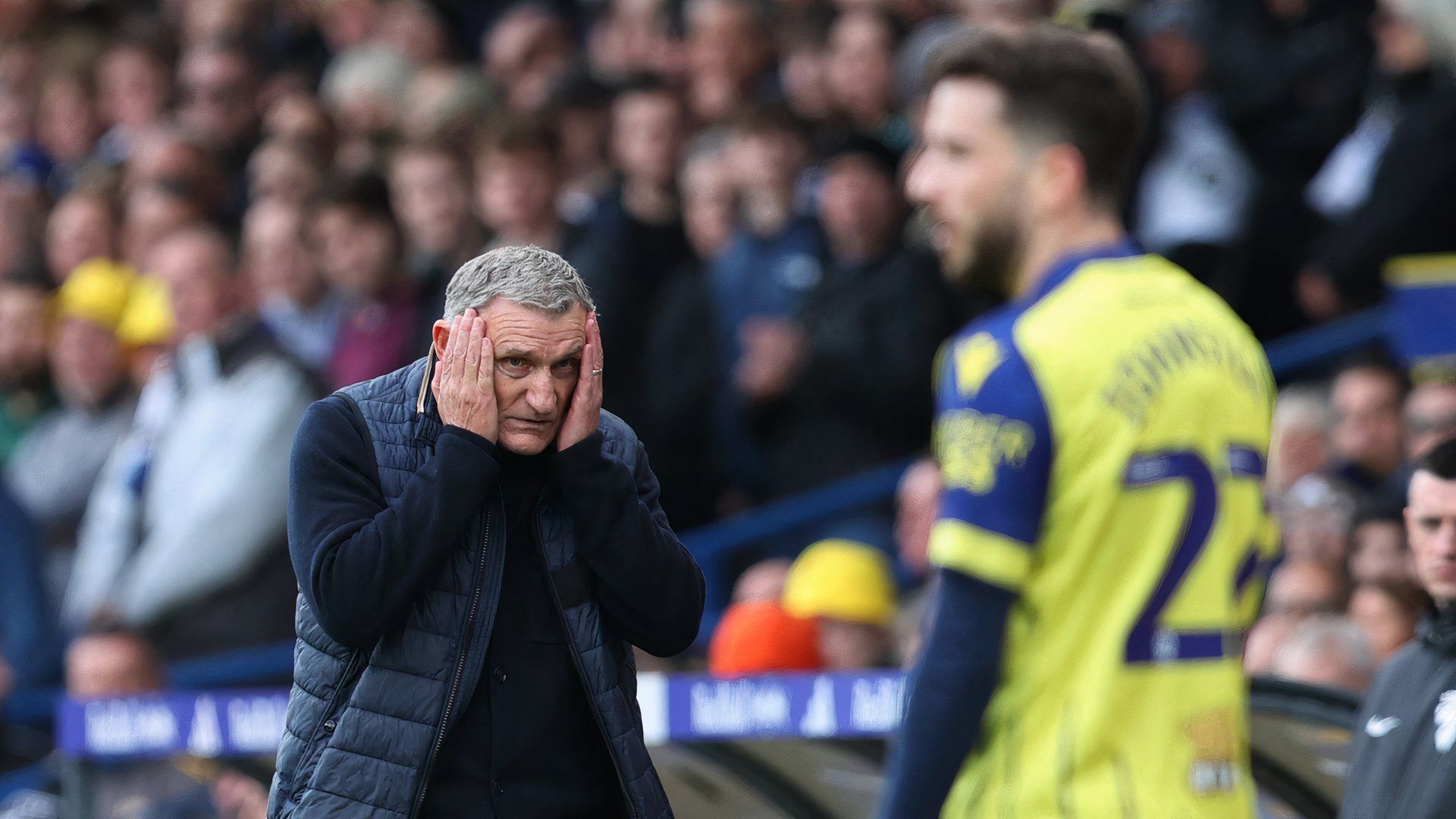 Tony Mowbray at Elland Road in charge of West Brom