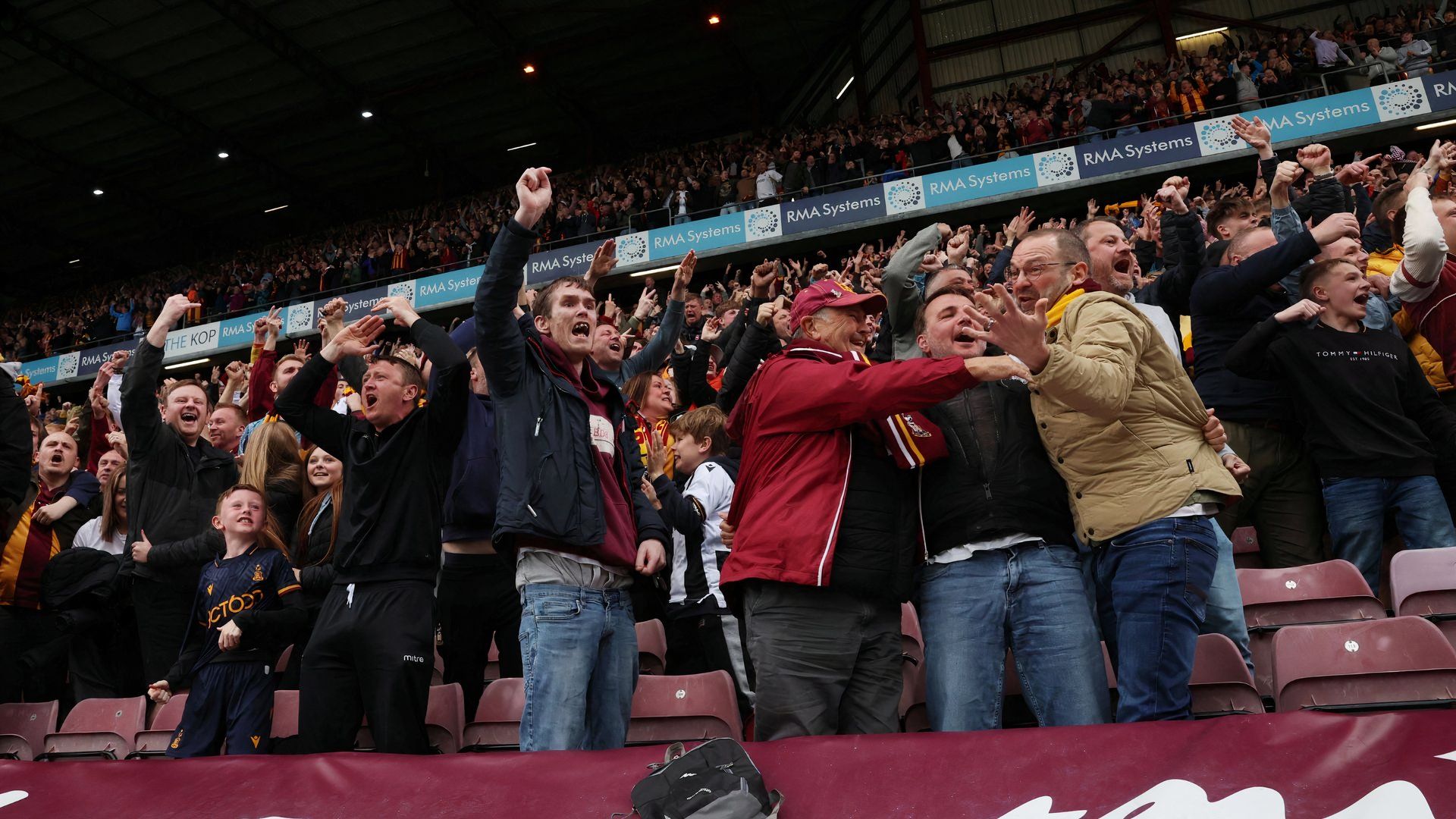 Bradford City supporters celebrate at Valley Parade