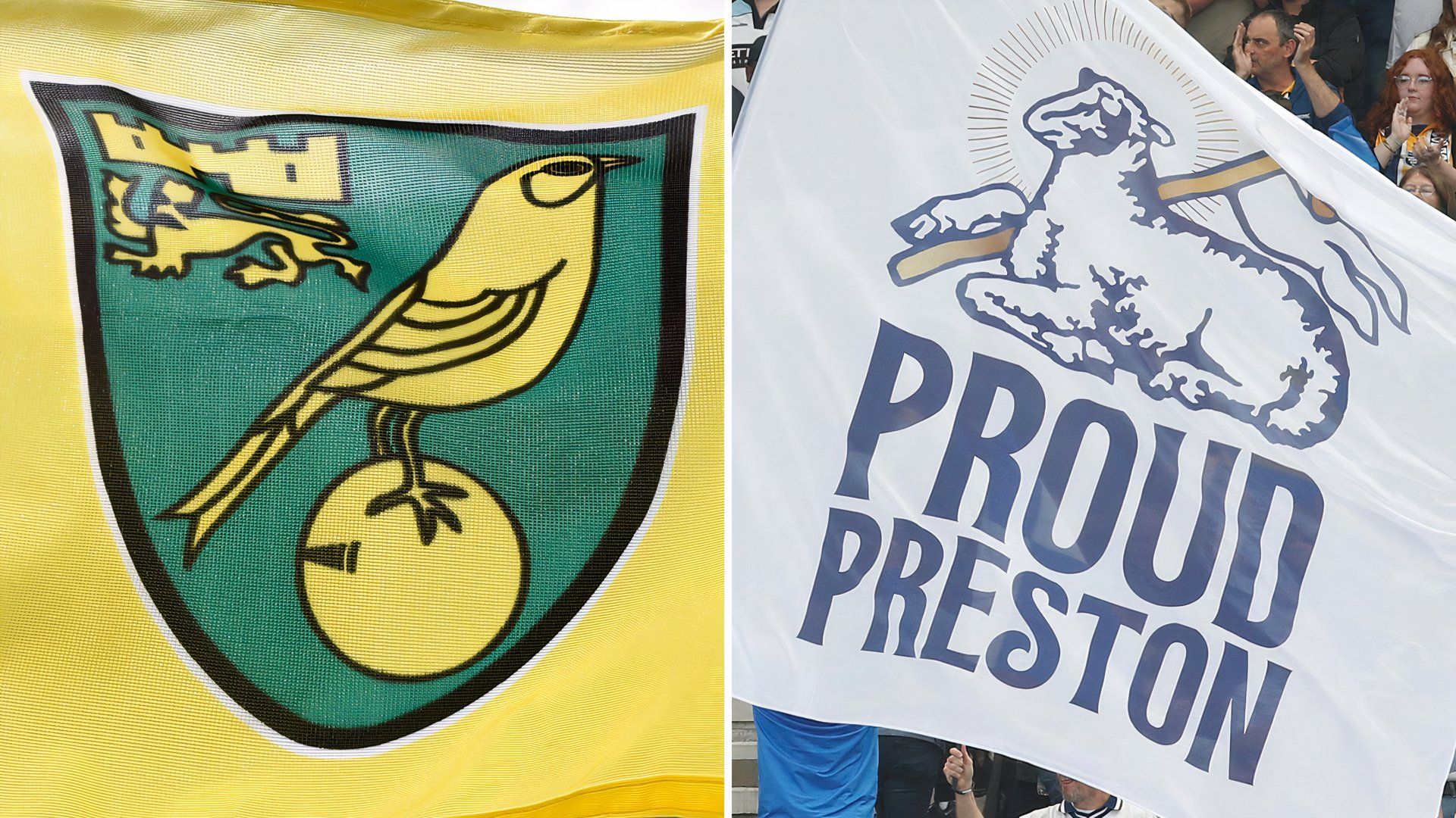 Norwich City and Preston North End flags