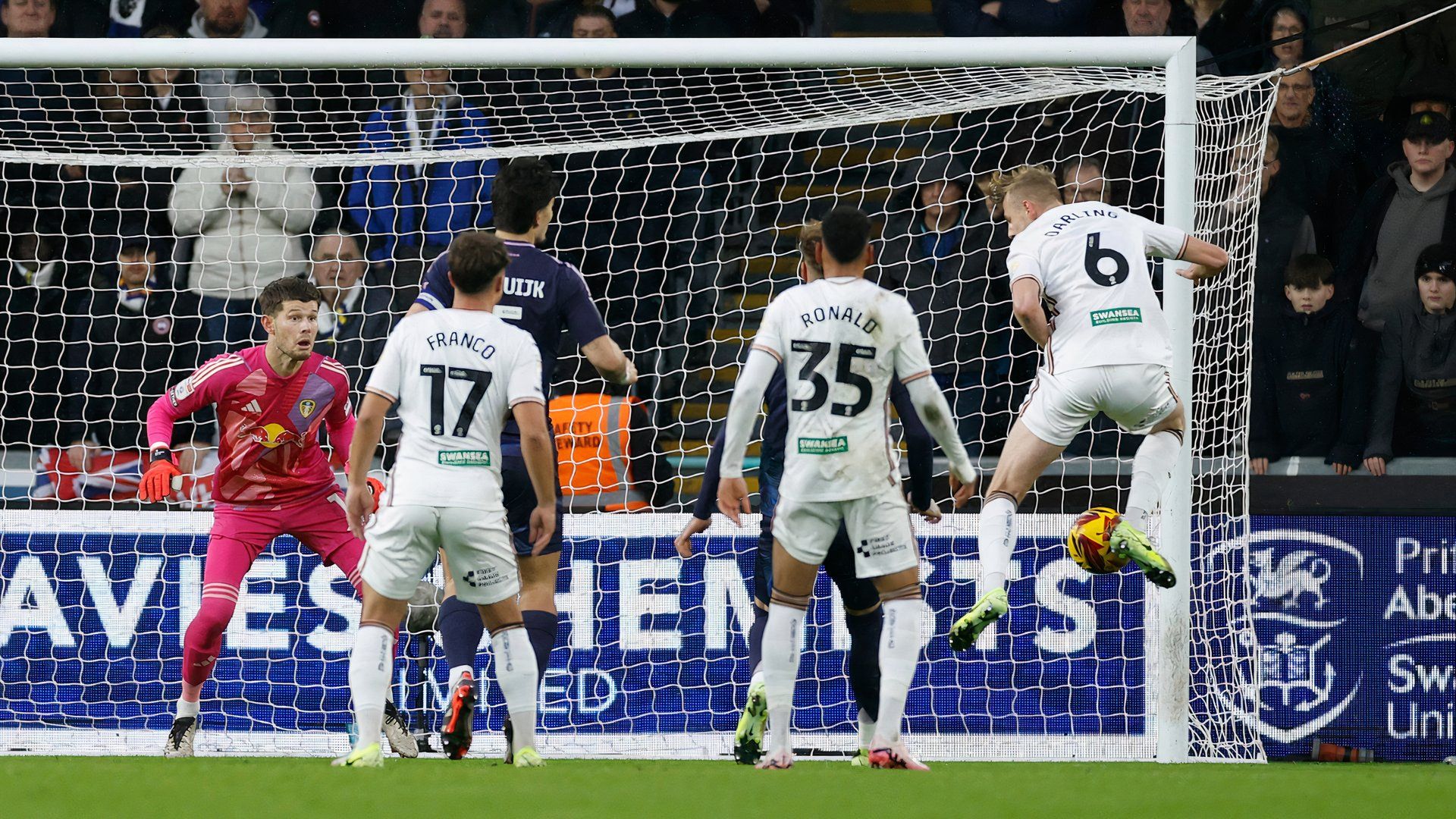 Harry Darling scores for Swansea City vs Leeds United
